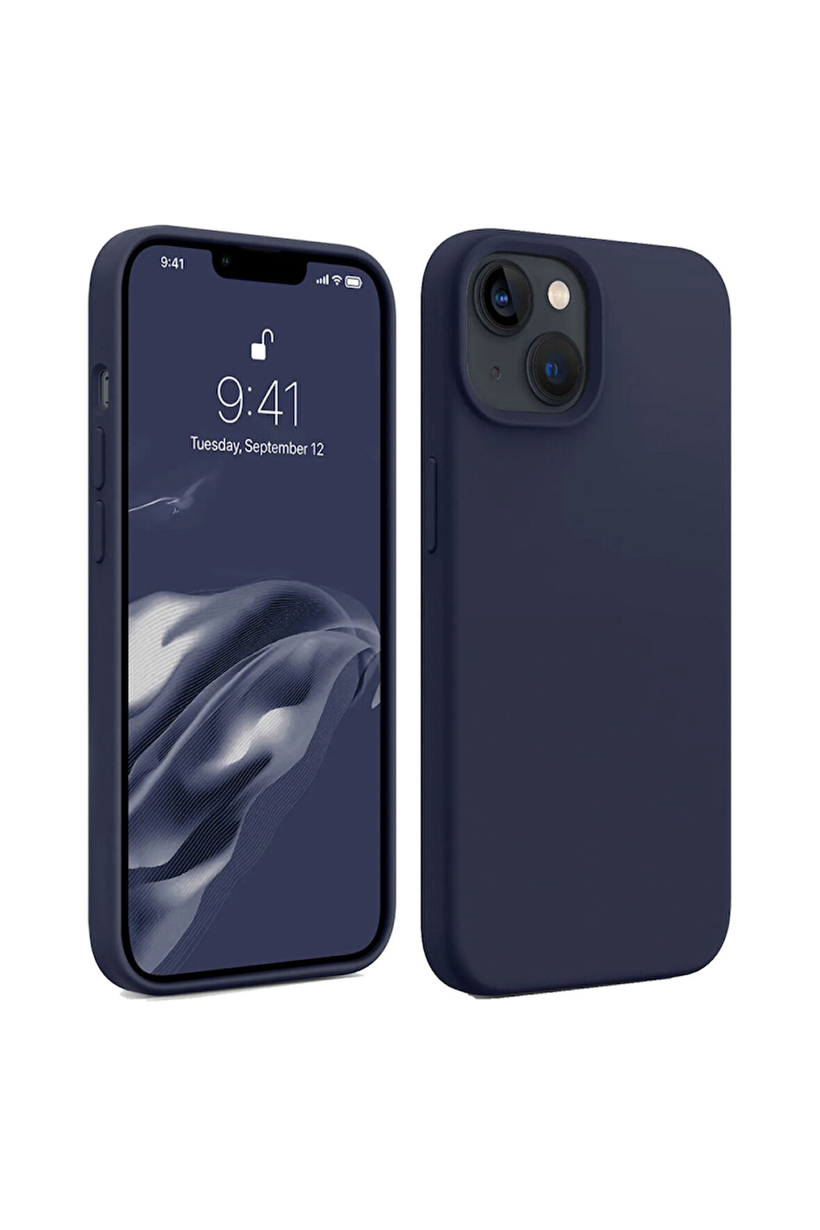 iphone 15 Uyumlu Premium Lansman Liquid Silikon Kılıf İçi Kadife-Gece Mavisi