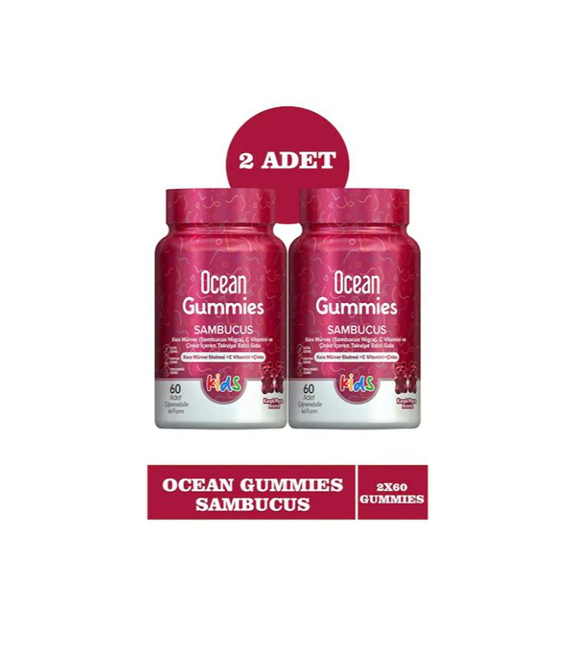 Ocean Gummies Sambucus 60 Adet Çiğnenebilir Jel Form 2 Adet