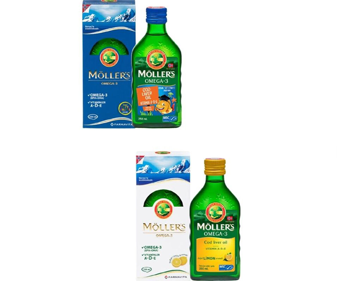 Möller's Omega 3 Limonlu 250 ml +Möller's Tutti Frutti 250 ml