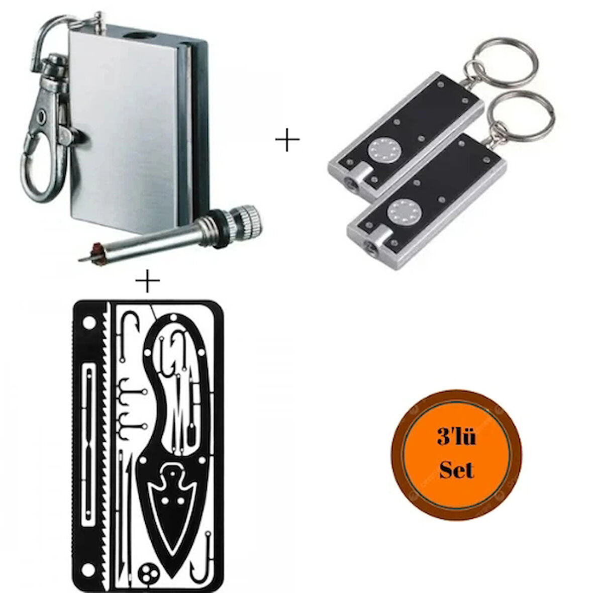 Hayatta Kalma Balıkçı Kiti + Bm-031 Anahtarlık Fener + METAL KİBRİT ANAHTARLIK