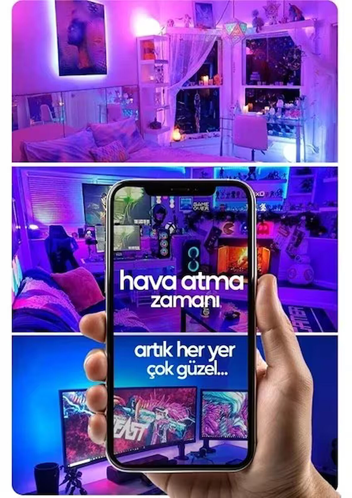 Şerit LED 5 Metre Animasyonlu Tak Çalıştır Kumandalı Trafolu Rgb Şerit Işık Ambiyans