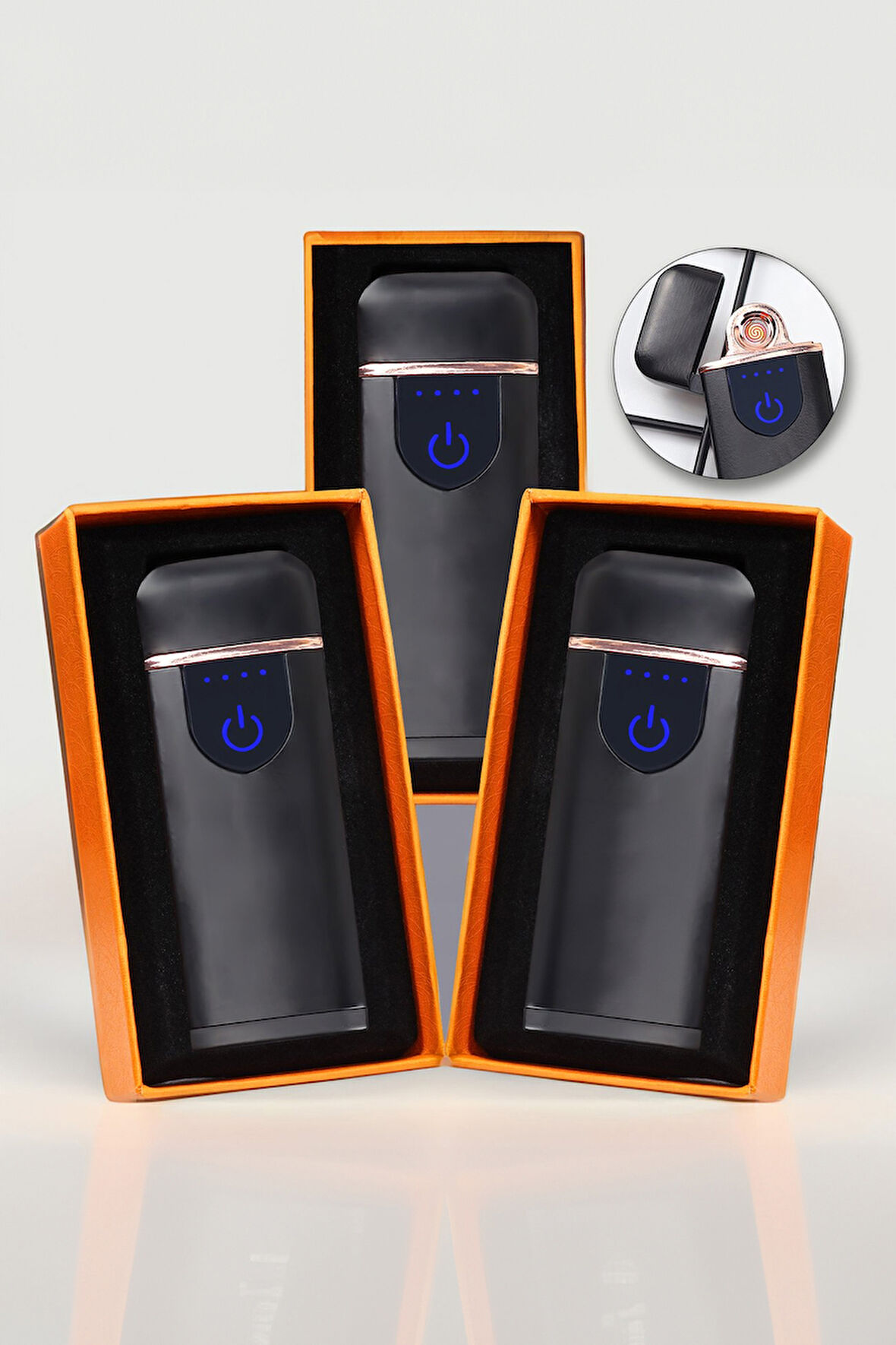 3'lü USB Şarjlı Dokunmatik Alevsiz Elektronik Çakmak
