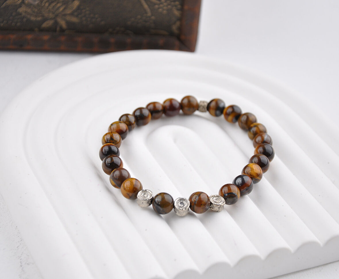 10 MM Kaplan Gözü Doğal Taş Unisex Bileklik