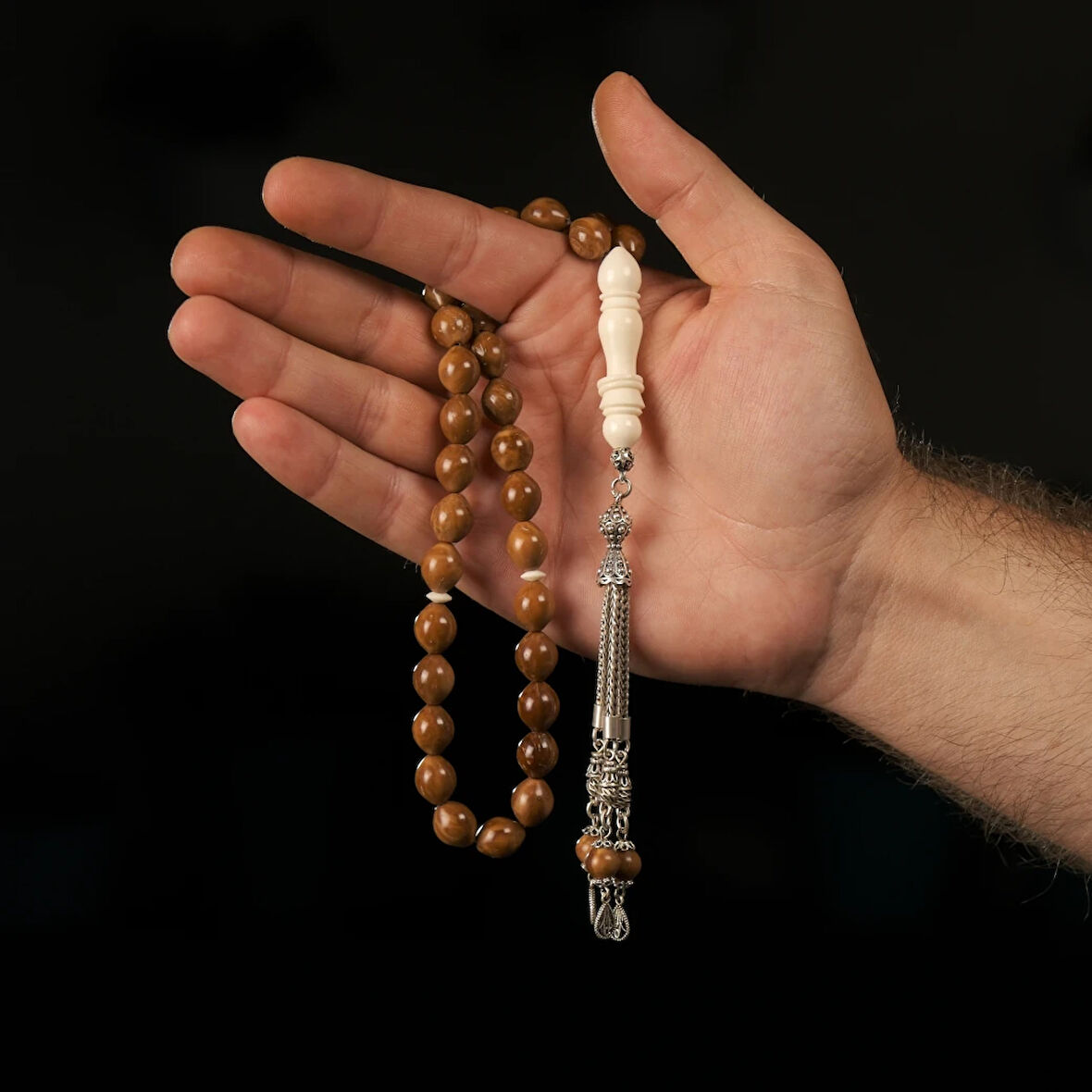 925 Ayar Gümüş Püsküllü Kuka Deve Kemiği İmameli Tesbih