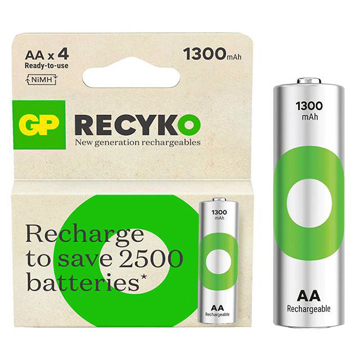 GP Aa Kalem 1300mah Ni-mh Recyko Şarj Edilebilir Pil 4'lü