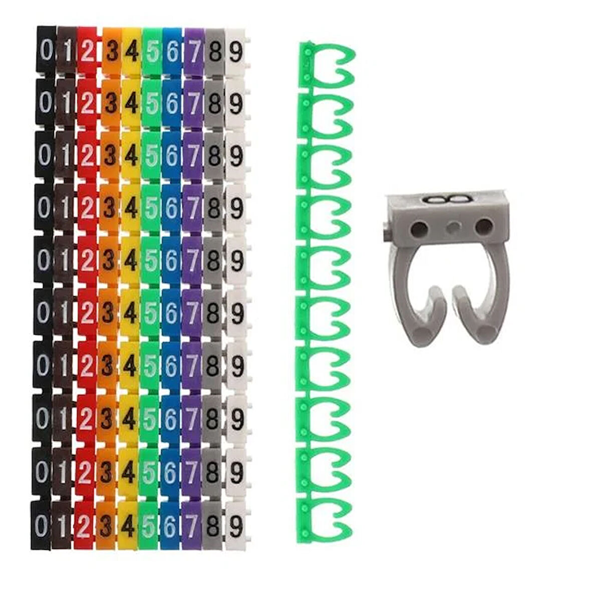 0-9 Dijital Kodlu Renkli Kablo İşaretleyici Numaratör 1,5mm