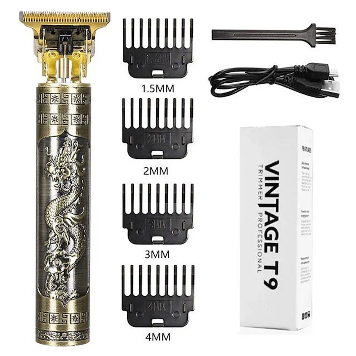 Vintage T9 Trimmer Şarjlı Saç Sakal Kesme Makinesi Altın