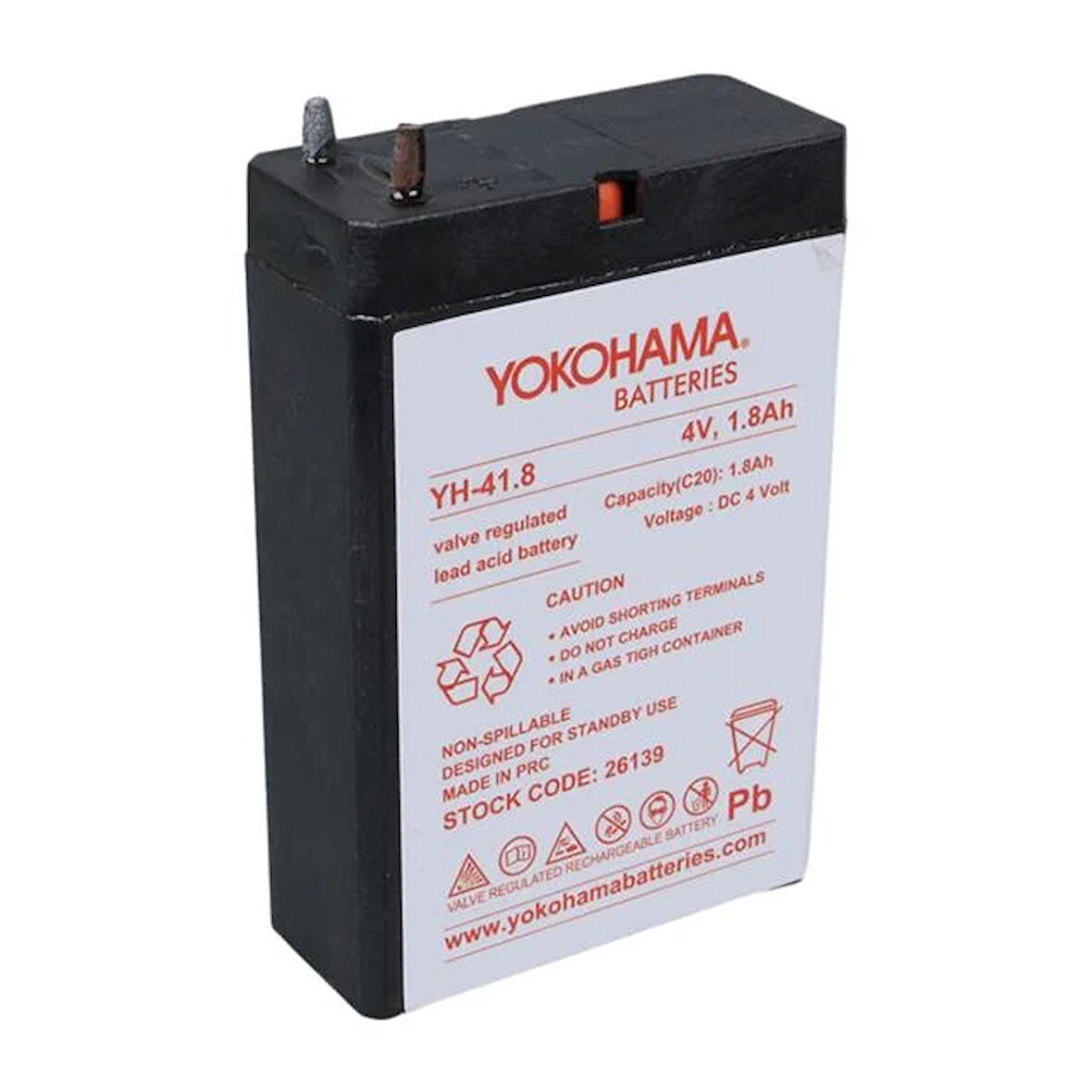 Yokohama Yh-41.8 4 Volt - 1.8 Amper Akü 50x76x22 Mm