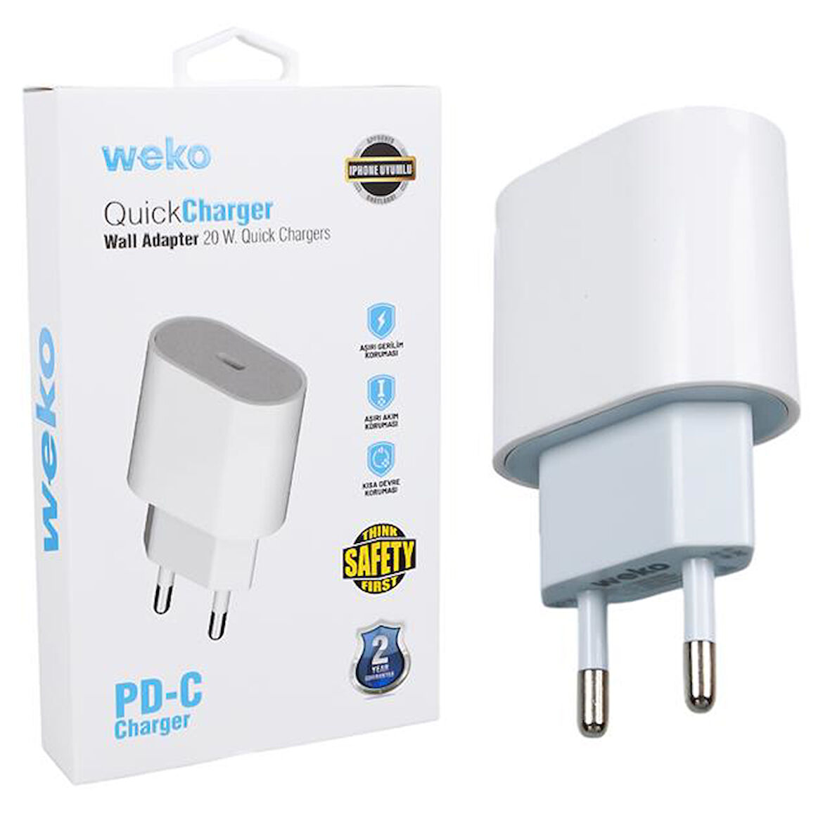 Weko Wk-26524 Beyaz Pd 20 Watt Iphone Type-c Hızlı Şarj Başlığı Çok Renkli