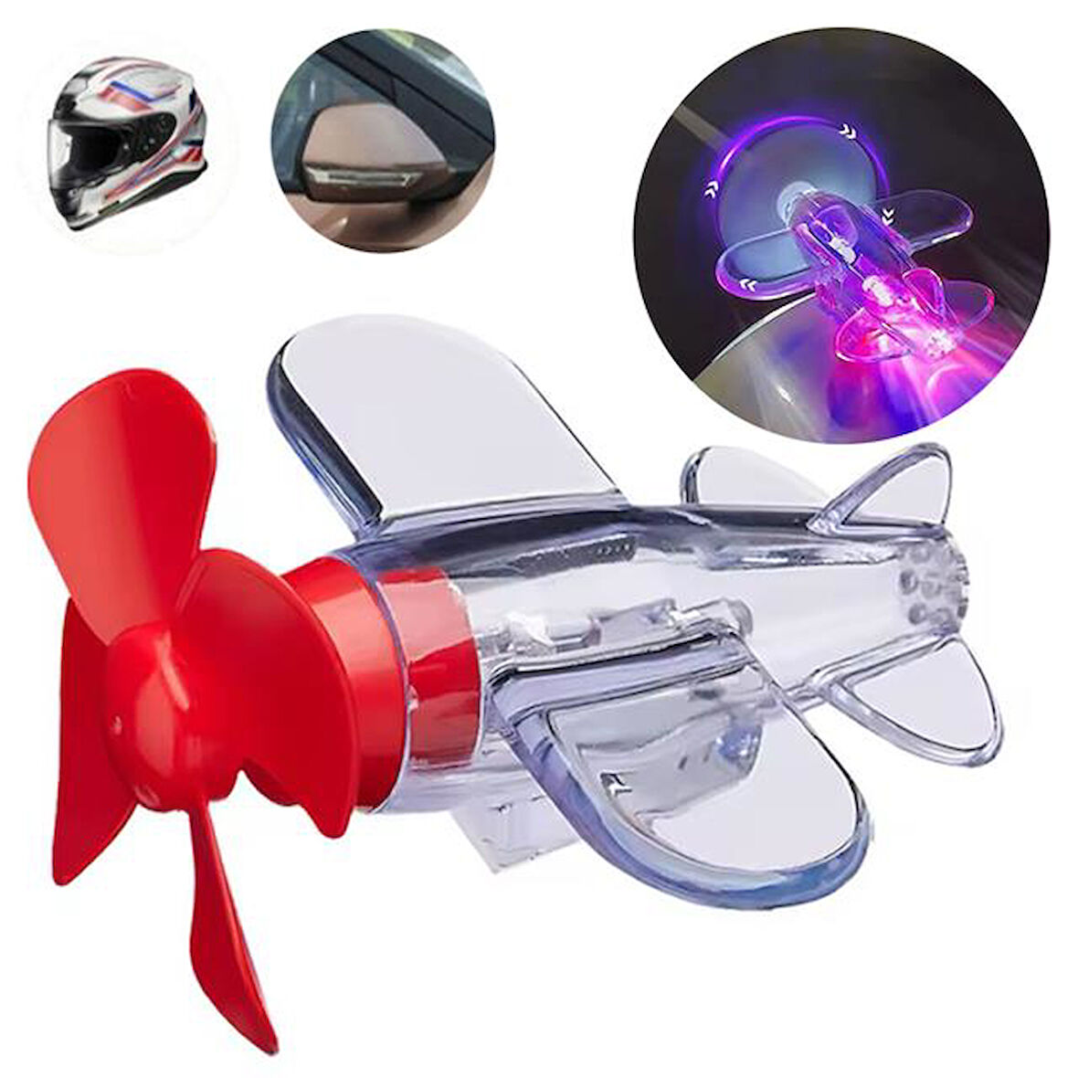 Sunup Sn-26786 Led Işıklı Motosiklet Süs Uçağı Pilsiz Çalışan, Kırmızı-mavi Işık Efektli