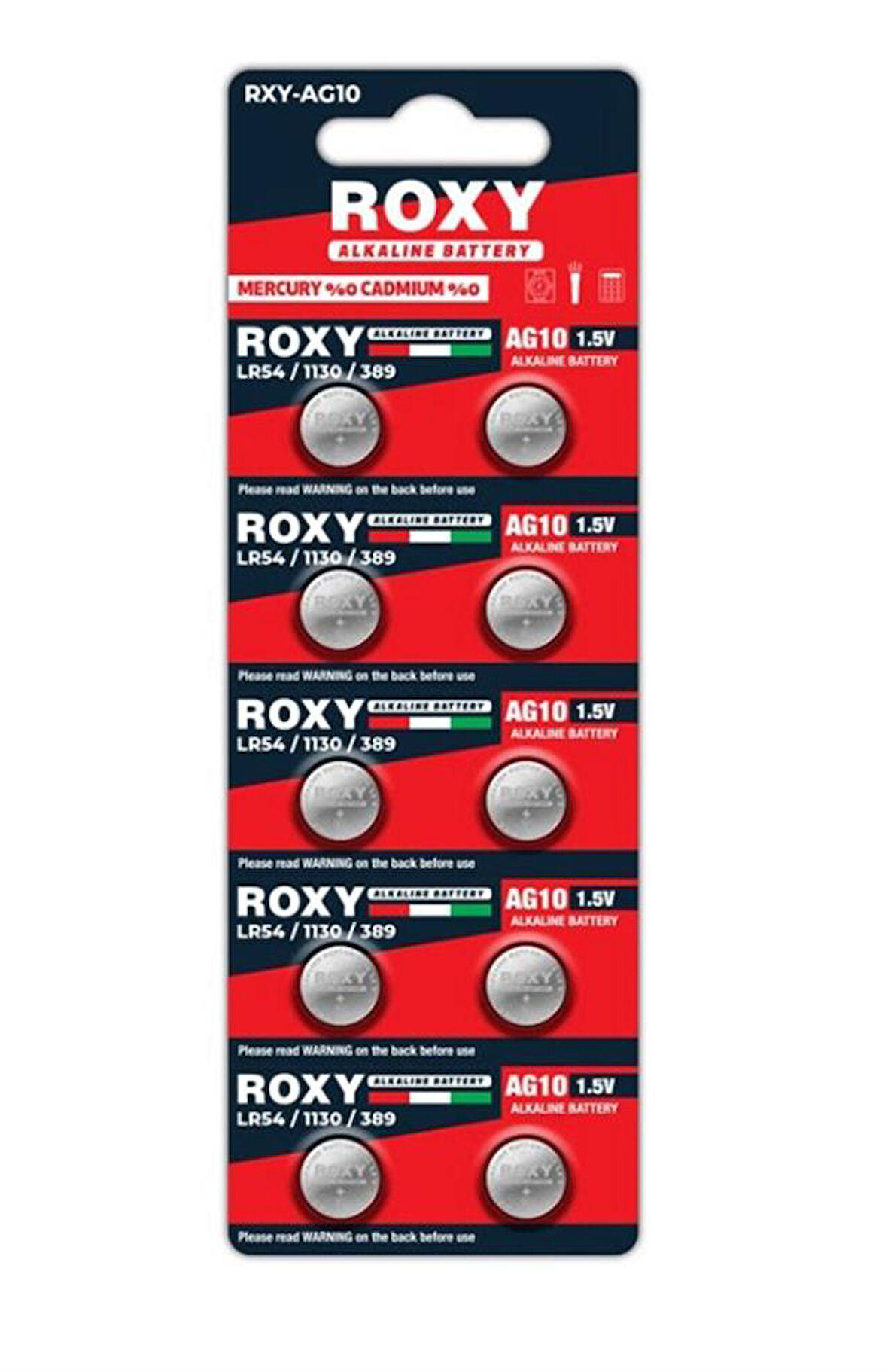 Roxy Rxy-ag10 1.5 Volt Lr54/1130/189/389 Alkalin Düğme Pil 10'lu Paket