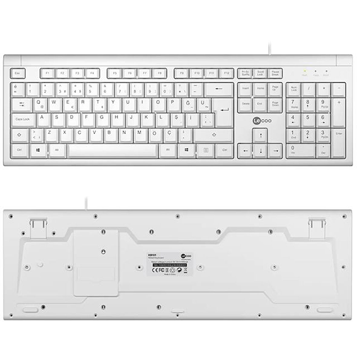 Lecoo KB101 USB Kablolu Türkçe Q Klavye Beyaz