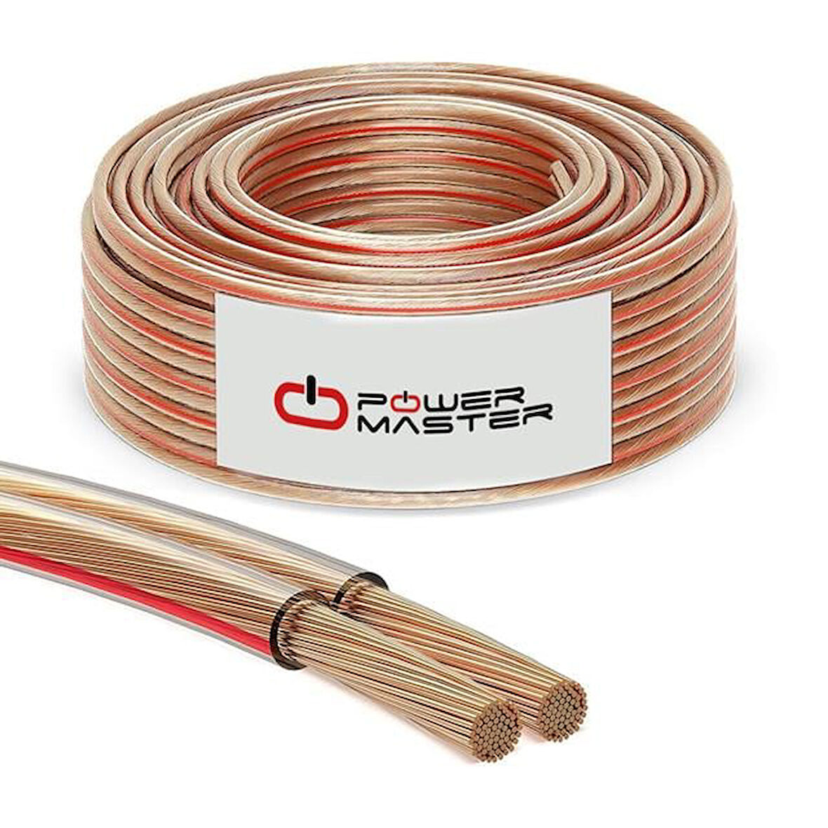 Powermaster Pm-398 2x1.50 Şeffaf Kodlu 100 Metre Bakır Cu Hoparlör Kablosu