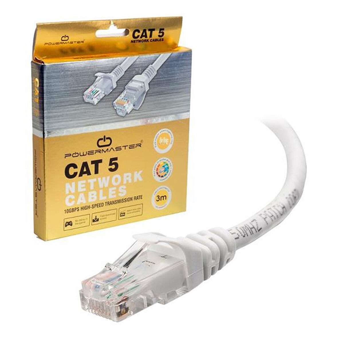 Kablo.Cat5 3 Metre Gri Powermaster  Kutulu