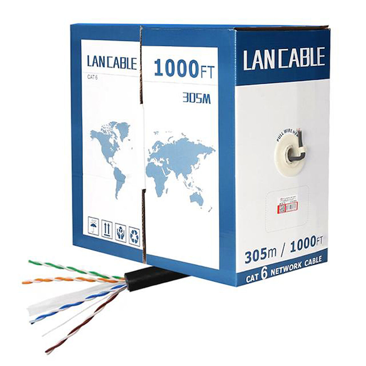 Powermaster Pm-8256 23 Awg 0.56 Mm Cca 305 Metre Dış Mekan Ortam Siyah Cat6 Kablo