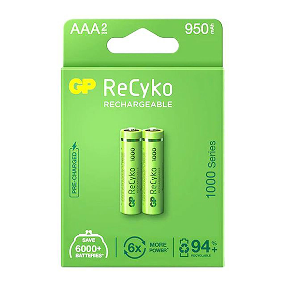 Gp Recyko 950 Mah R03 Aaa Şarjlı 2Li Pil Gp100Aaahce-2Eb2 Gprhc1