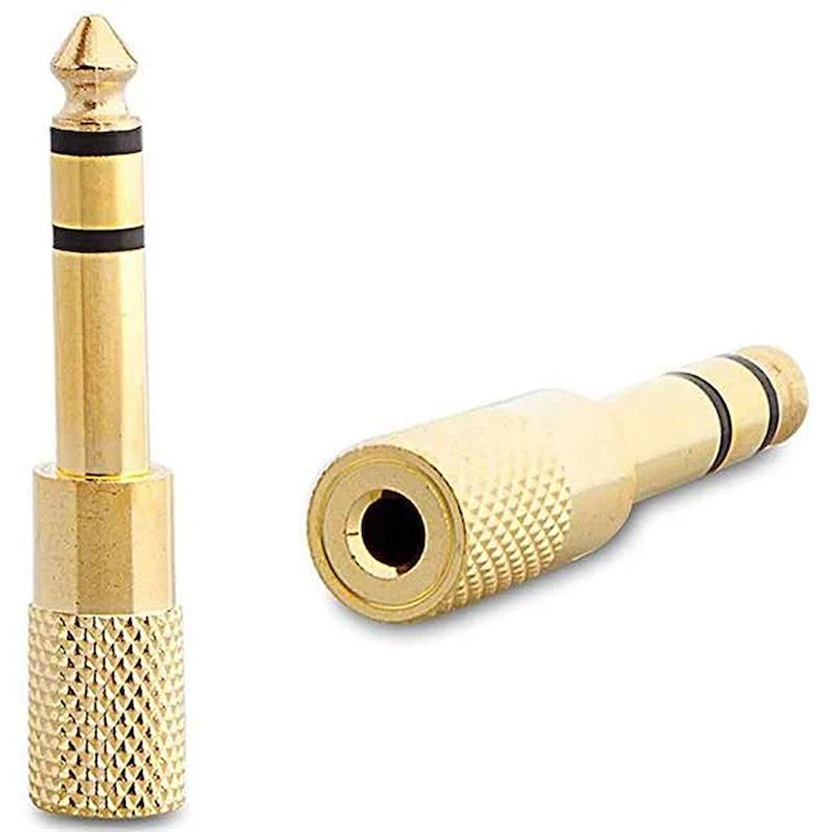 6.3 Mm Stereo Erkek / 3.5 Mm Stereo Dişi Sarı Metal Gold Jack Fiş