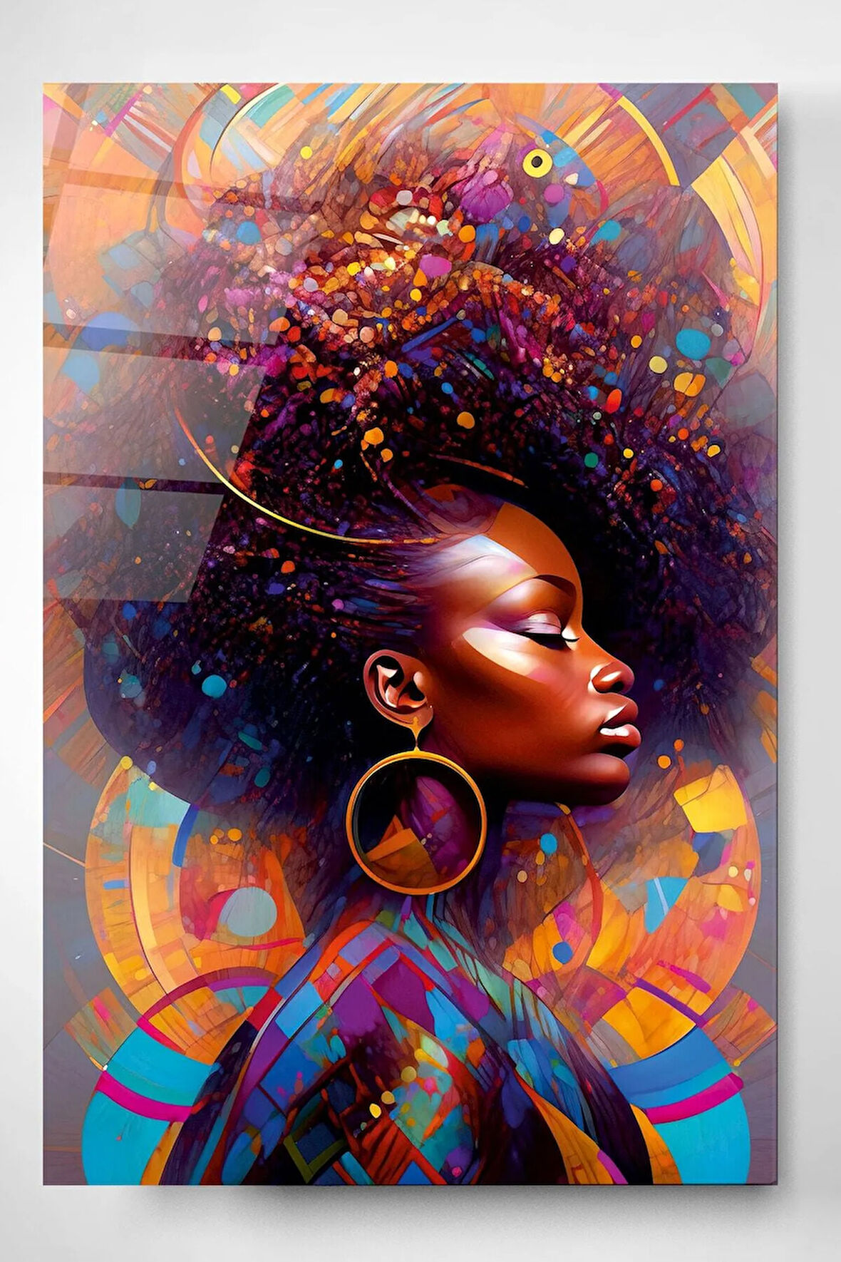Afrikalı Kadın Cam Tablo, Dekoratif Cam Tablo