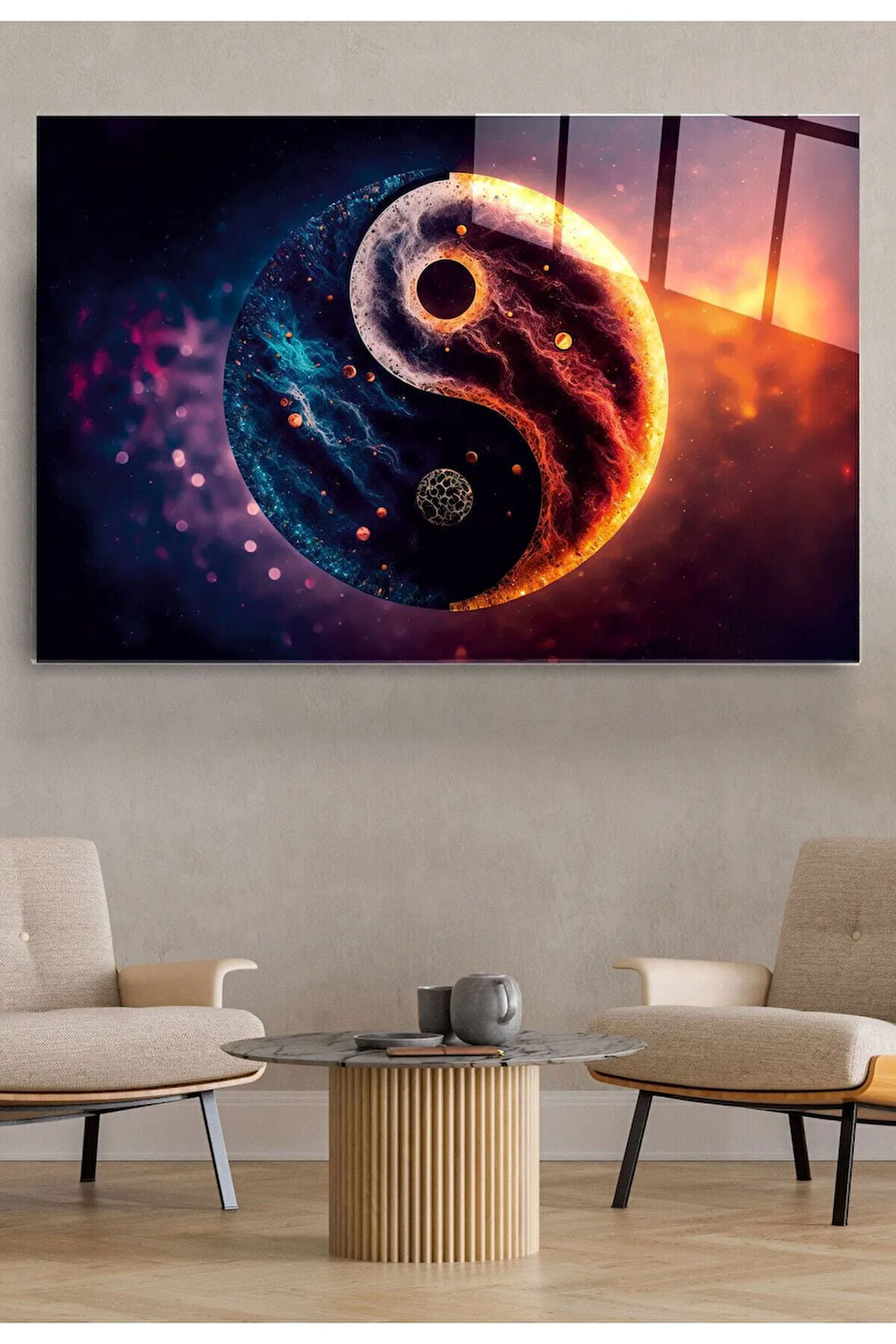 Yin Yang Cam Tablo, Dekoratif Cam Tablo