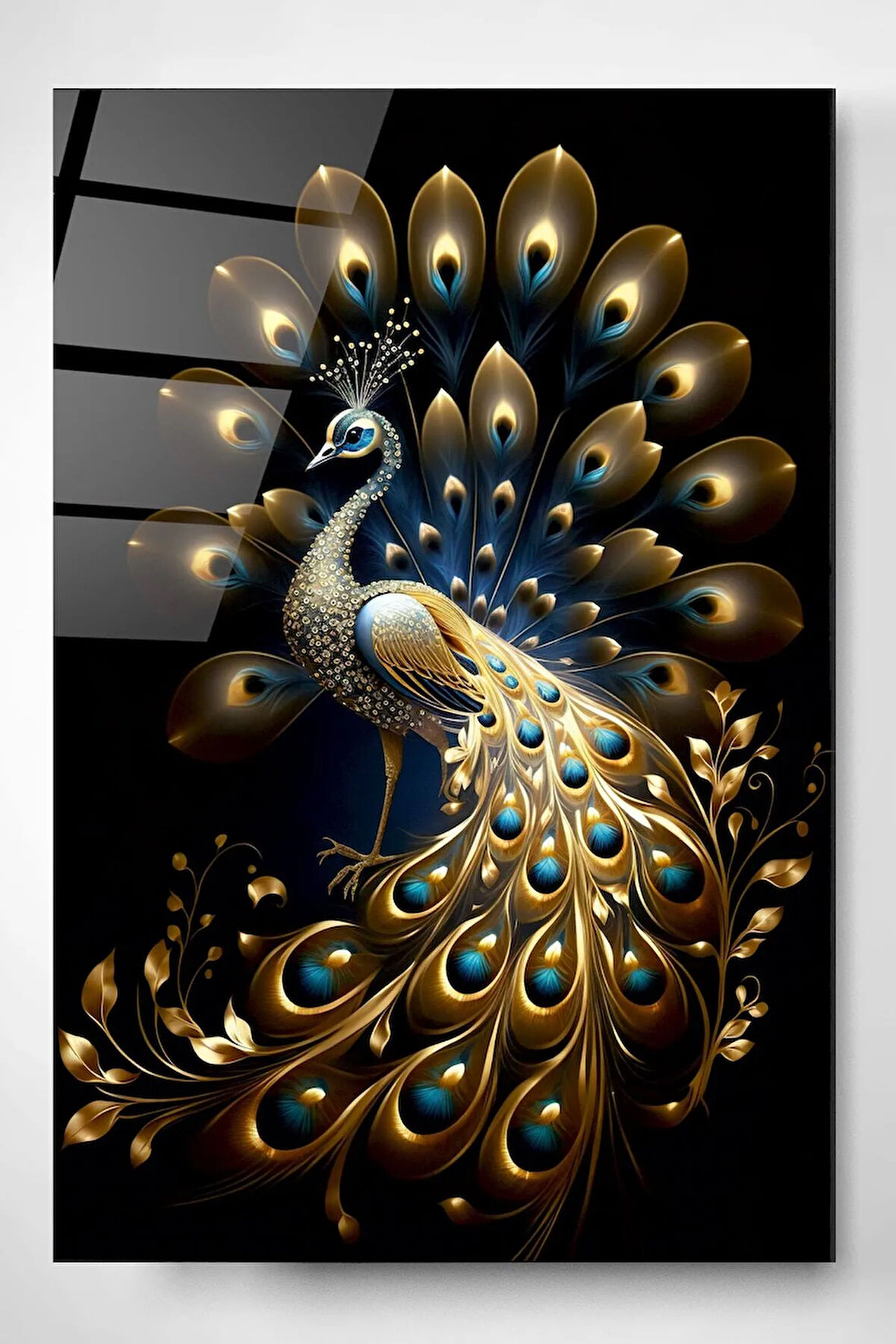 Tavus Kuşu Cam Tablo, Dekoratif Cam Tablo