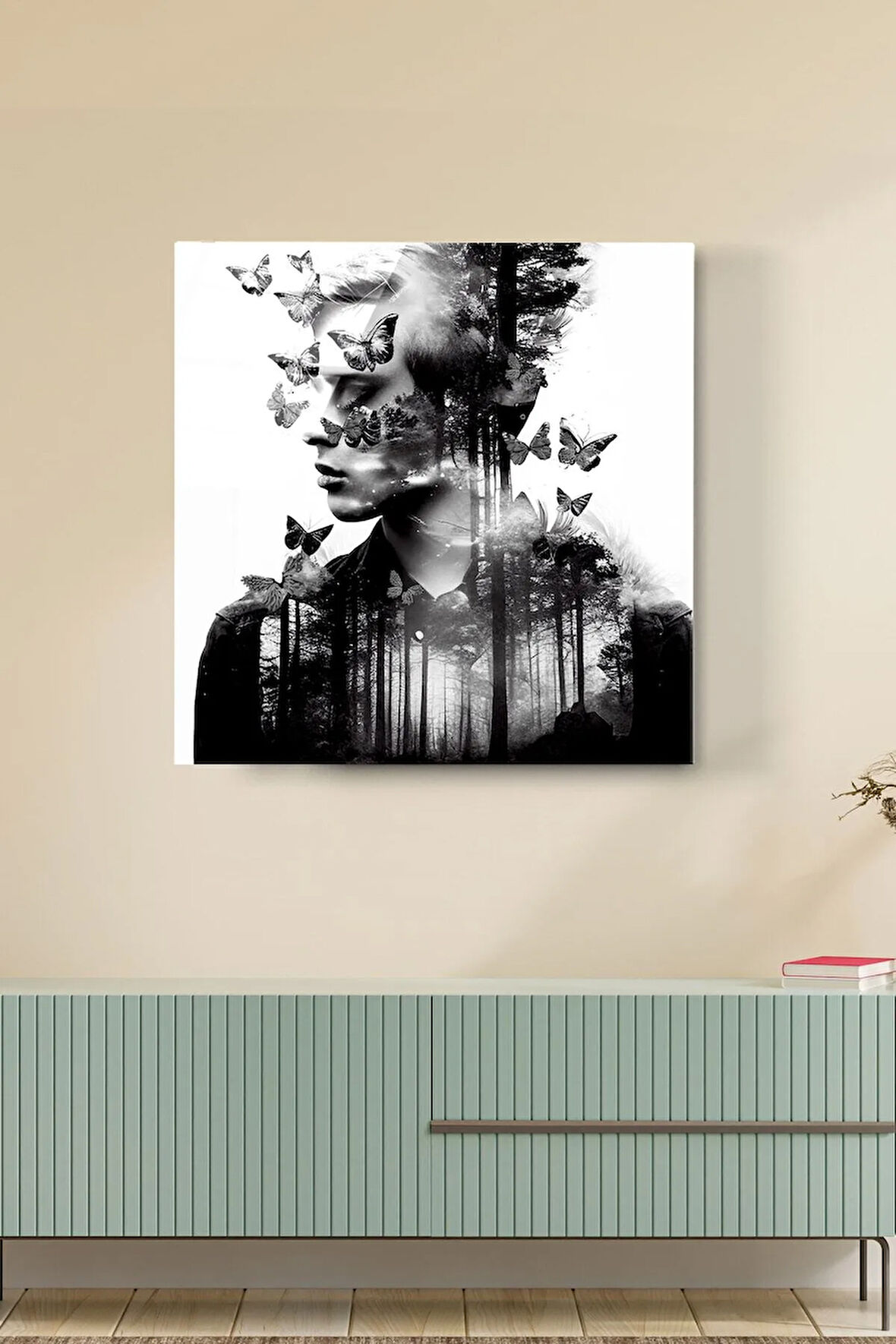 Butterfly Art Cam Tablo, Dekoratif Cam Tablo