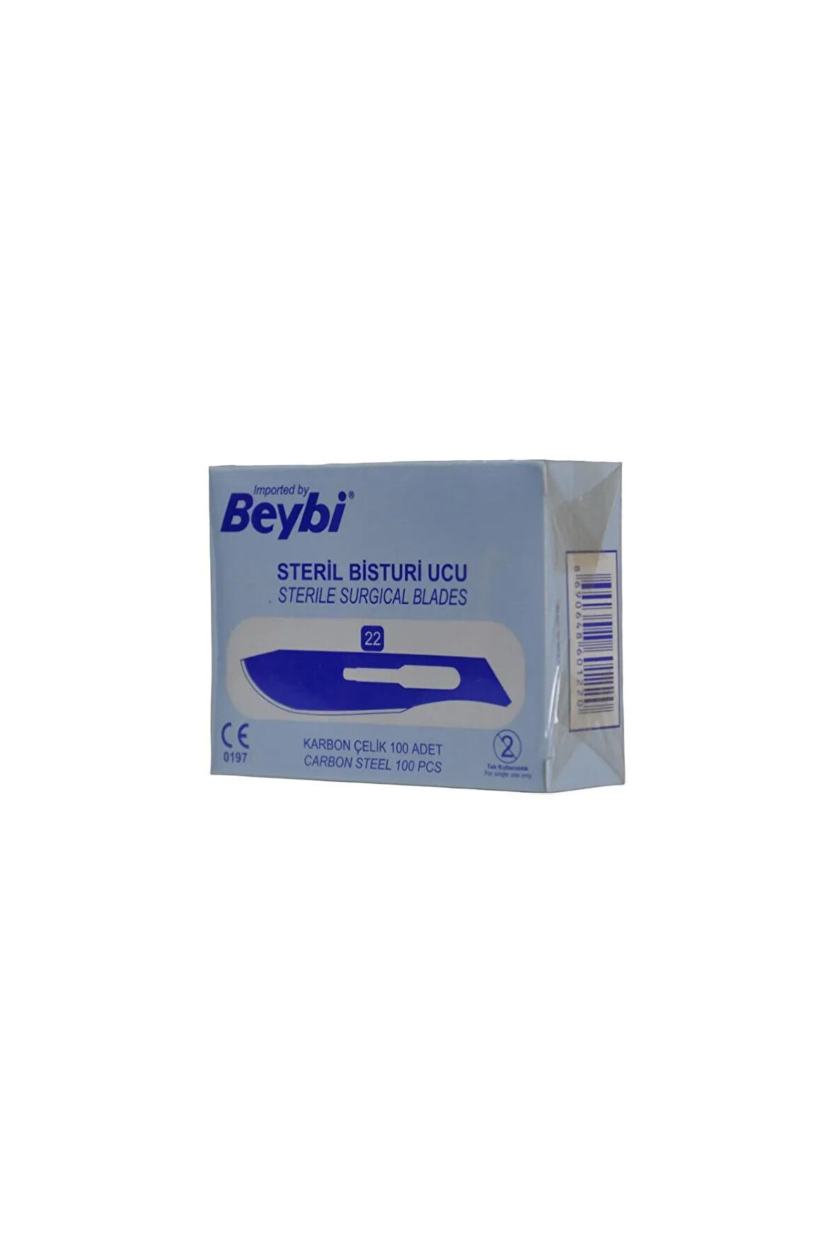 BEYBİ - BİSTURİ UCU STERİL KARBON ÇELİK NO: 22 100'LÜ (1 PAKET)