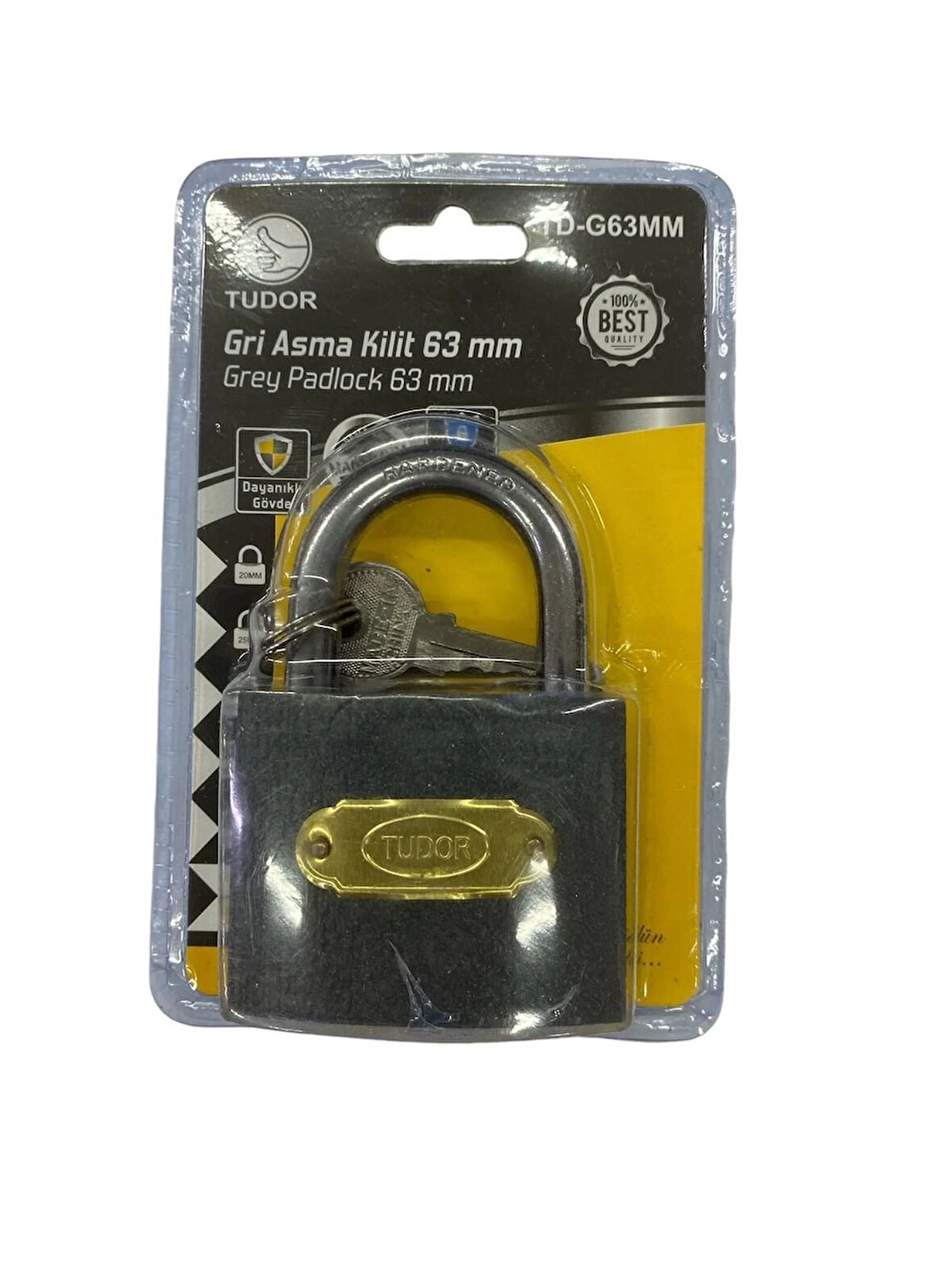 Tudor 63 mm Kısa Gri Asma Kilit
