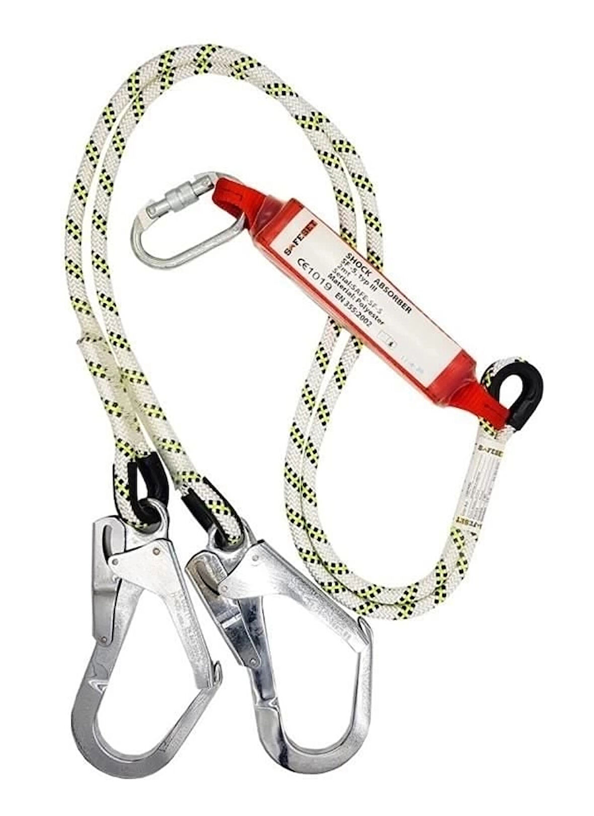 Çift Bacaklı Şok Emicili Lanyard Büyük Kancalı