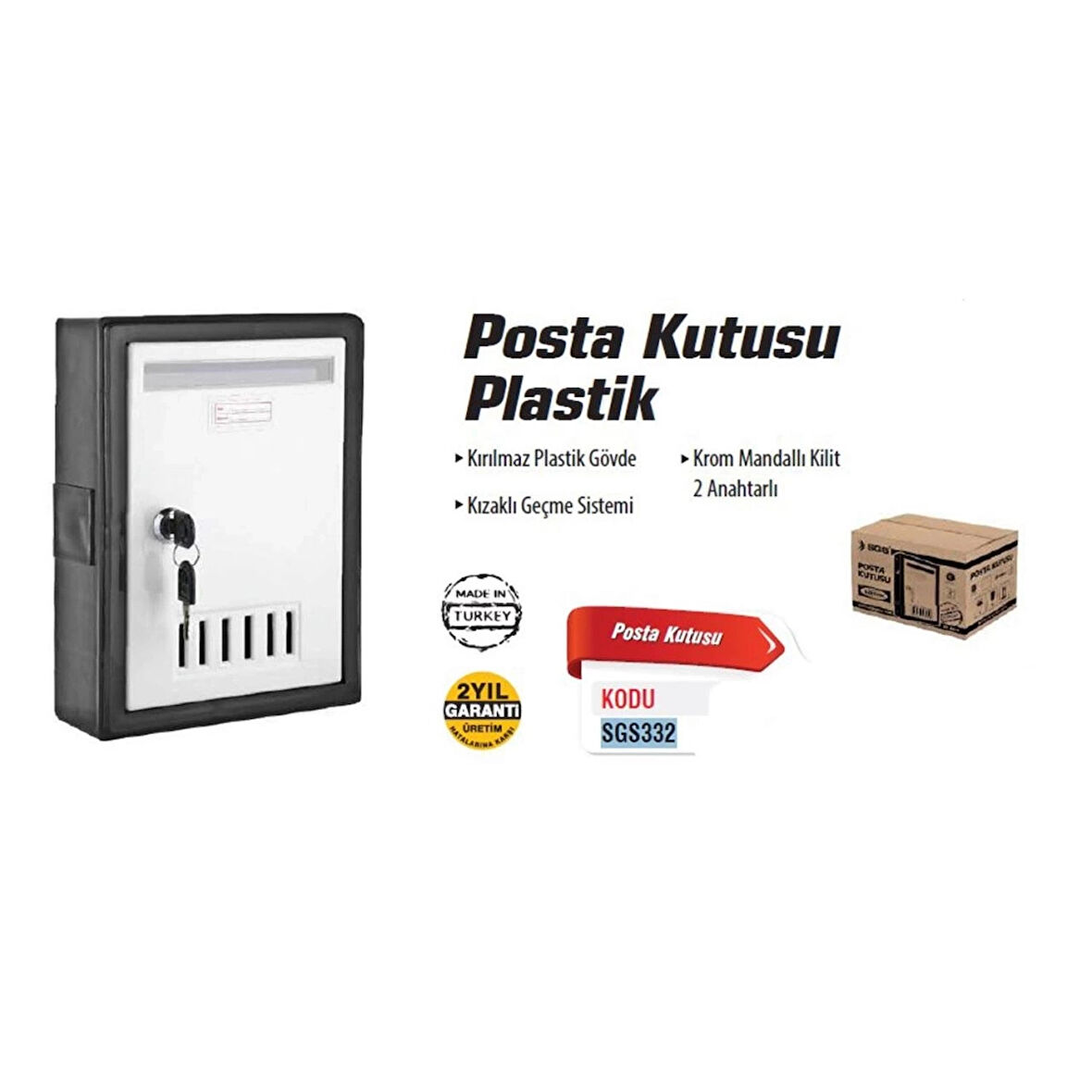 CEYLAN ADAM SGS 332 Plastik Posta Kutusu 2 Anahtarlı