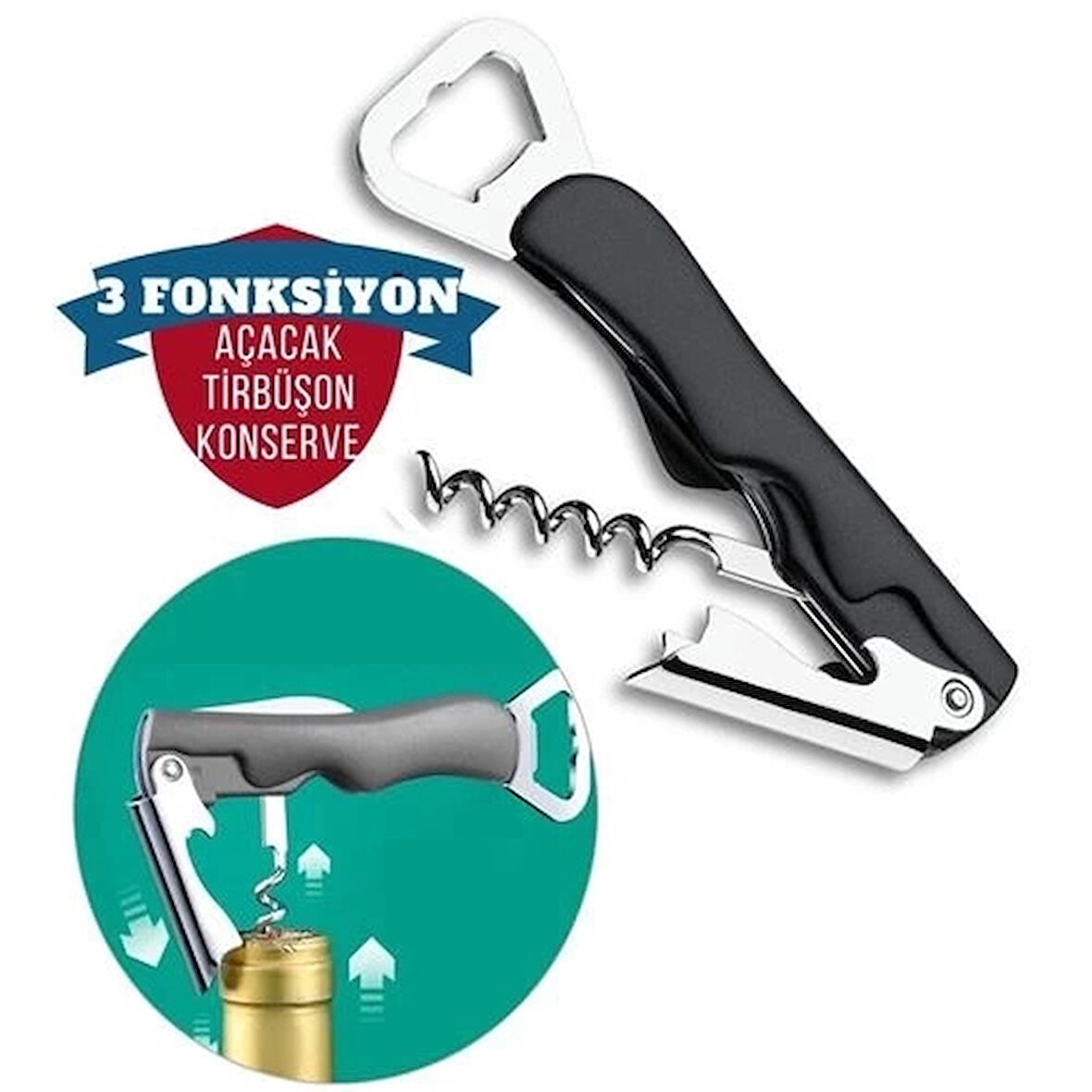 CEYLAN ADAM Açacak Tirbüşon Seti 3 Fonksiyon Trevor Deisgn