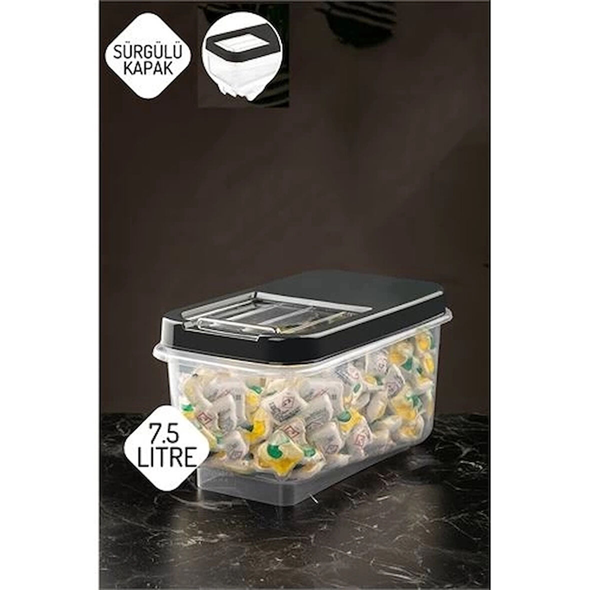 CEYLAN ADAM  Reagan Tablet ve Deterjan Saklama Kutusu 7.5 lt ANTRASİT