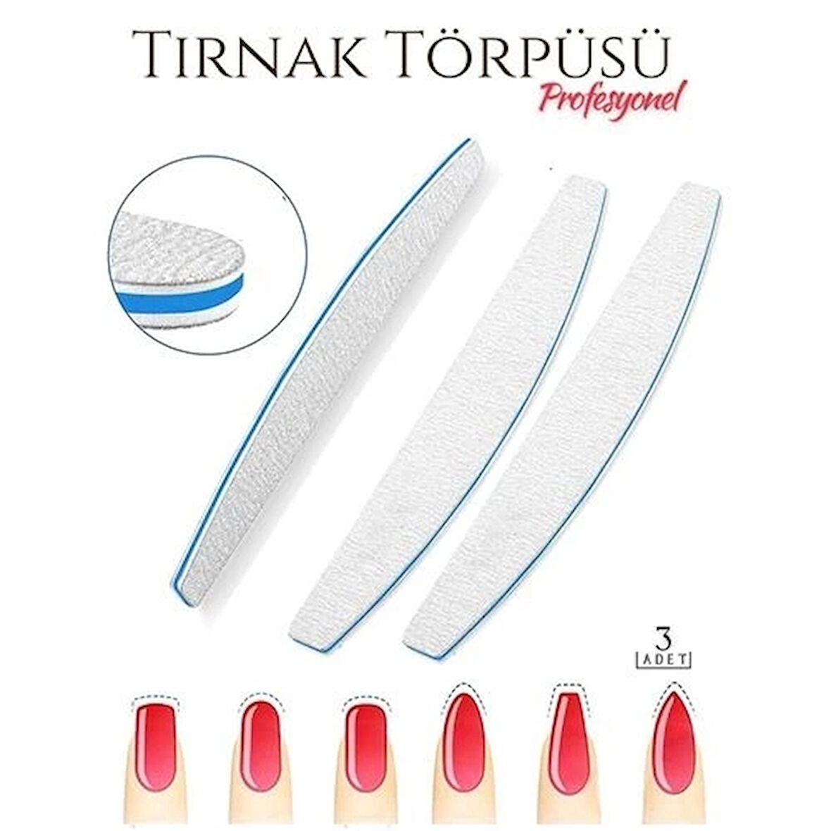 CEYLAN ADAM  Protez Tırnak Törpüsü 100/180 Grid Profesyonel 3 Adet