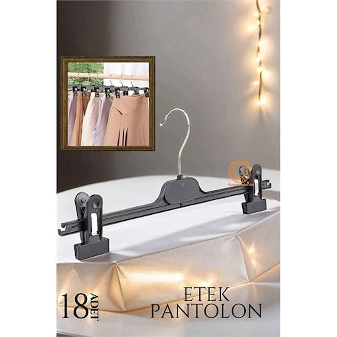 CEYLAN ADAM Etek Pantolon Eşarp Kıskaçlı Askı 18 li SET