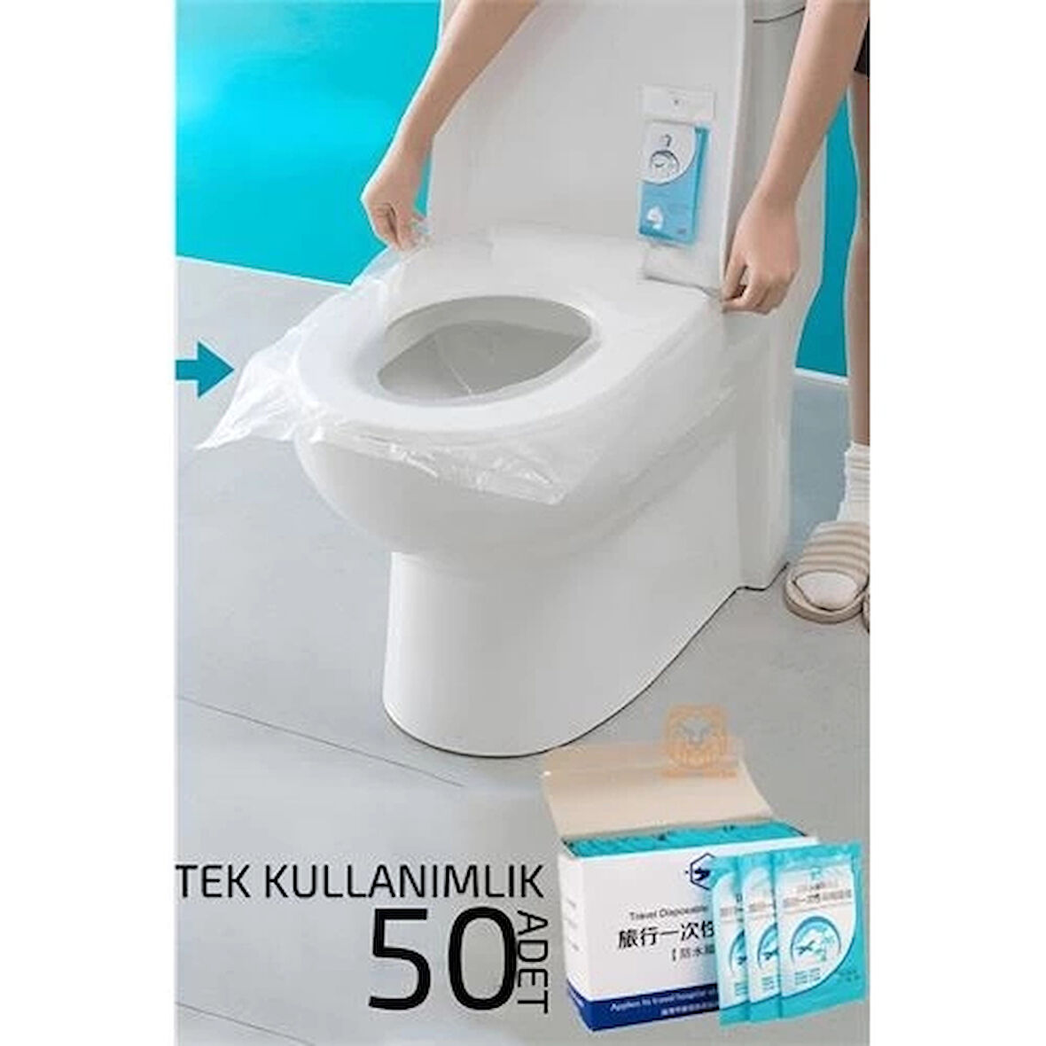 CEYLAN ADAM  Klozet Kapağı Kılıfı Hijyenik Tek Kullanımlık 50 ADET