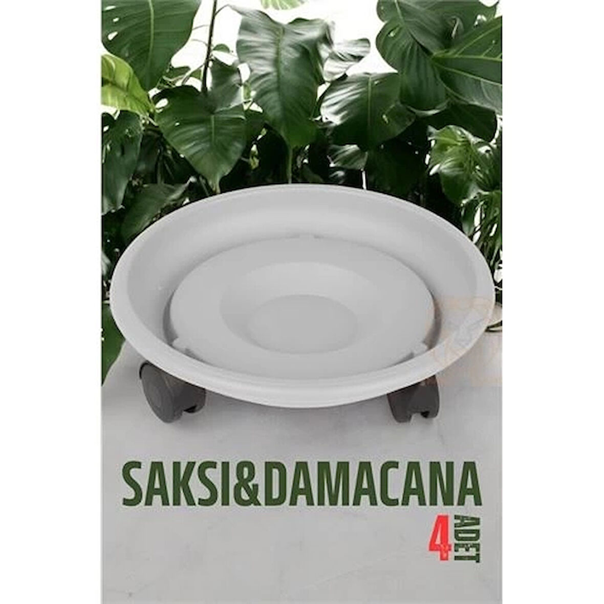 CEYLAN ADAM Tekerlekli Saksı Altığı 4 ADET 37 CM BEYAZ