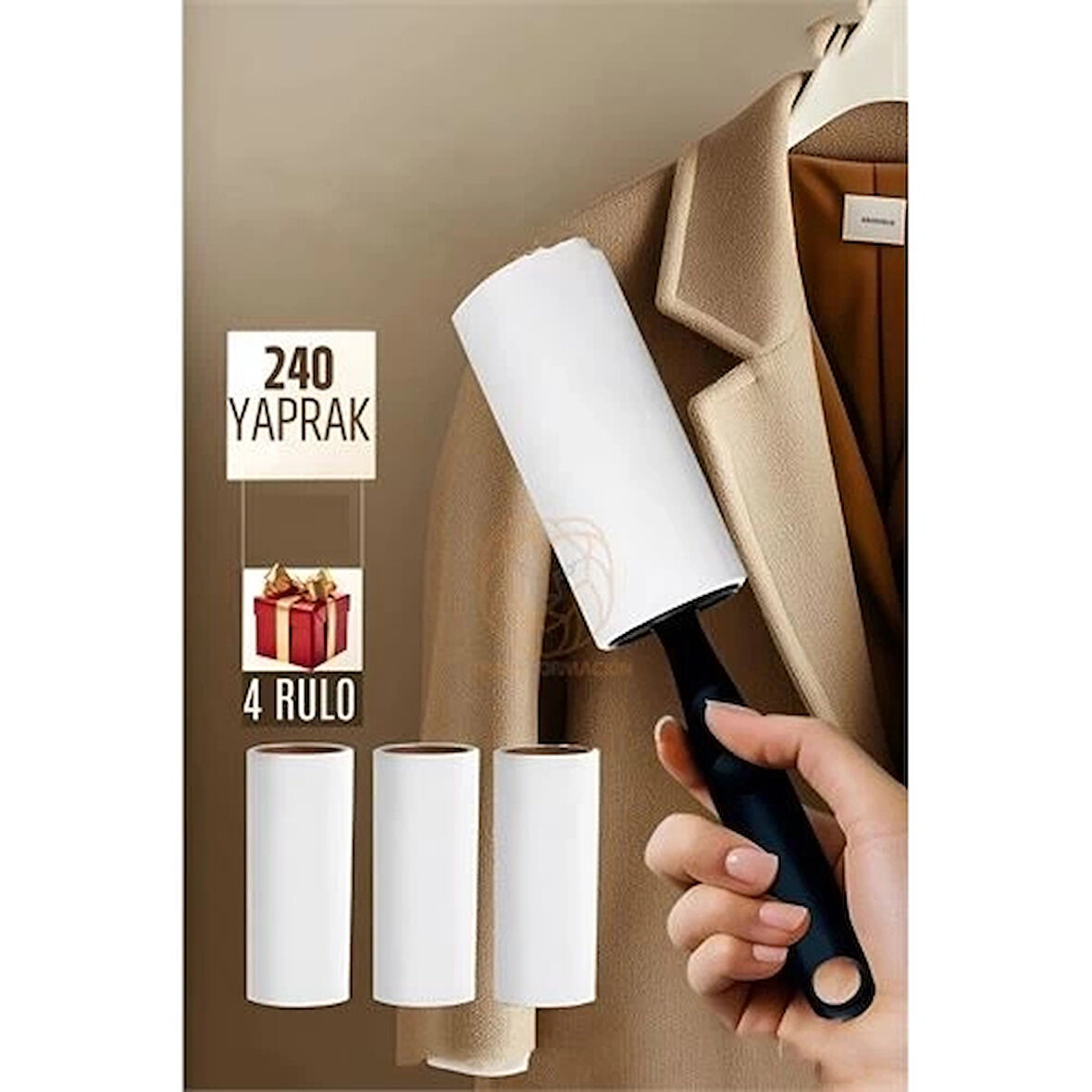 CEYLAN ADAM Tüy Alıcı Rulo Tüy Toplayıcı 240 Yaprak 4 Top