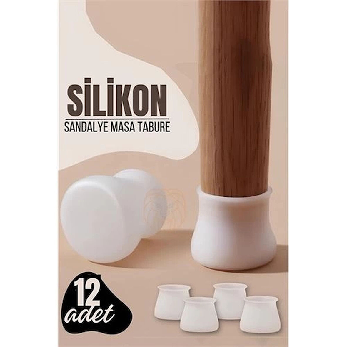 CEYLAN ADAM  Masa ve Sandalye Ayak Koruyucu Silikon Zemin Koruyucu BEYAZ 12 ADET