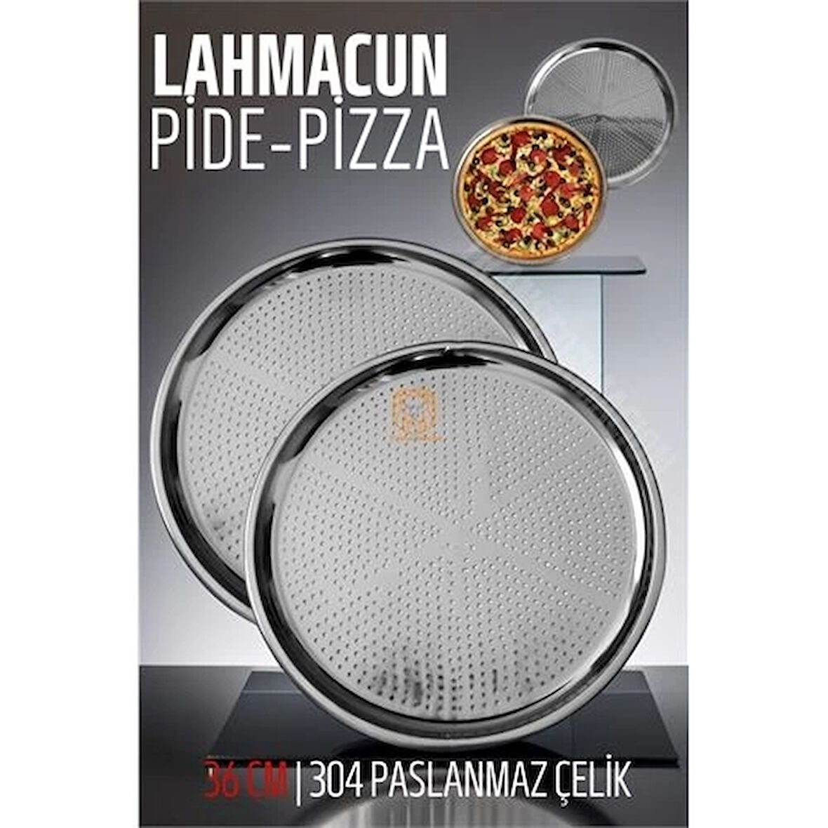 CEYLAN ADAM Lahmacun Pizza Pide Pişirme Tepsisi 36 CM 2 li SET