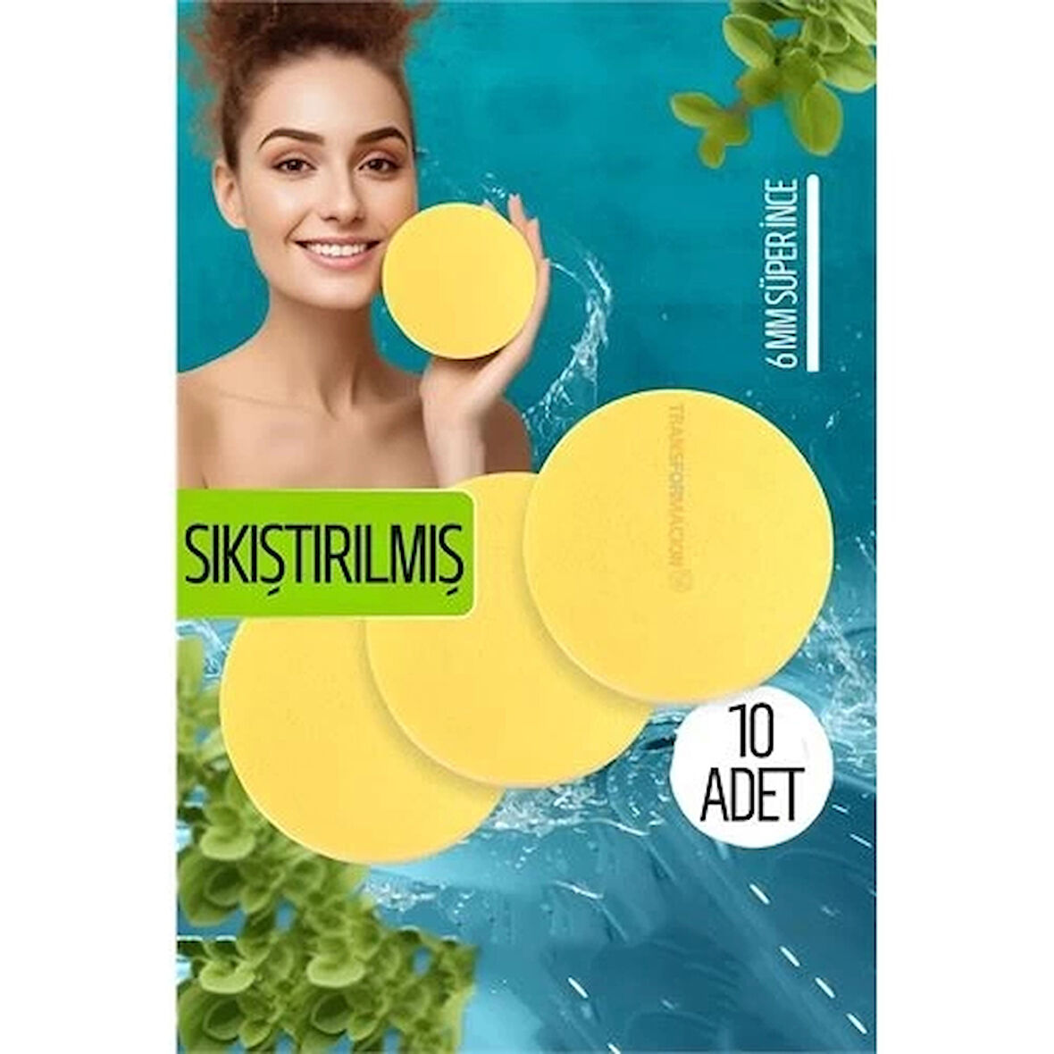 CEYLAN ADAM  Sıkıştırılmış Makyaj Temizlik Pedi Cilt Temizlik Süngeri Doğal Selülöz 10 ADET