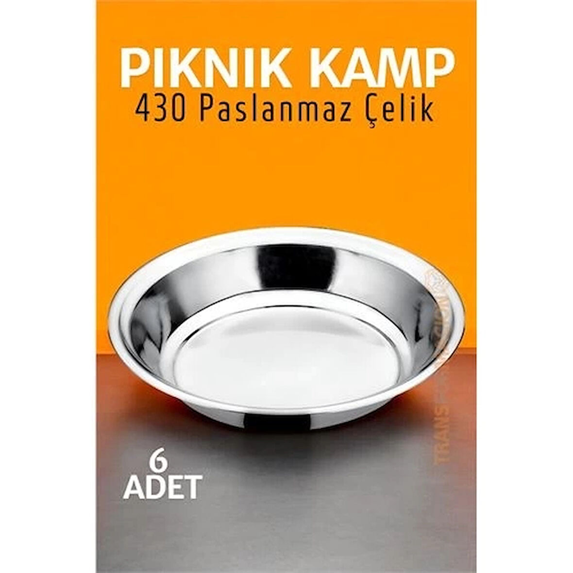 CEYLAN ADAM Paslanmaz Çelik Tabak Seti Kamp Piknik Tabağı 6 ADET