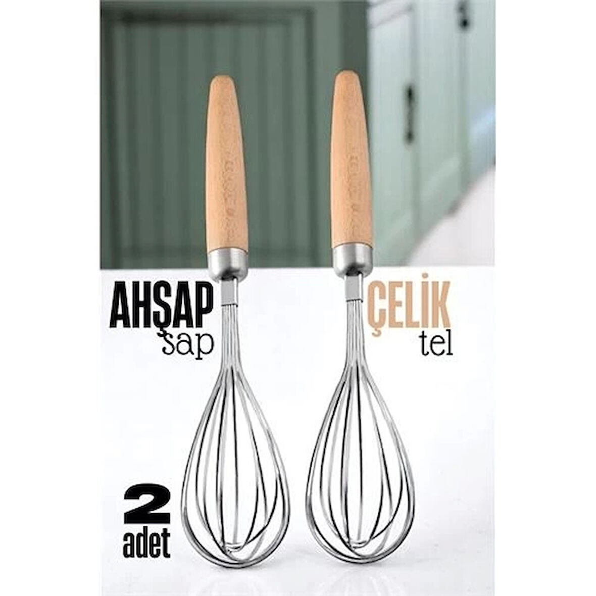CEYLAN ADAM Ahşap Saplı Çelik Çırpıcı - Yumurta ve Sos Çırpıcı, Mutfak Çırpıcısı, Çırpma Teli
