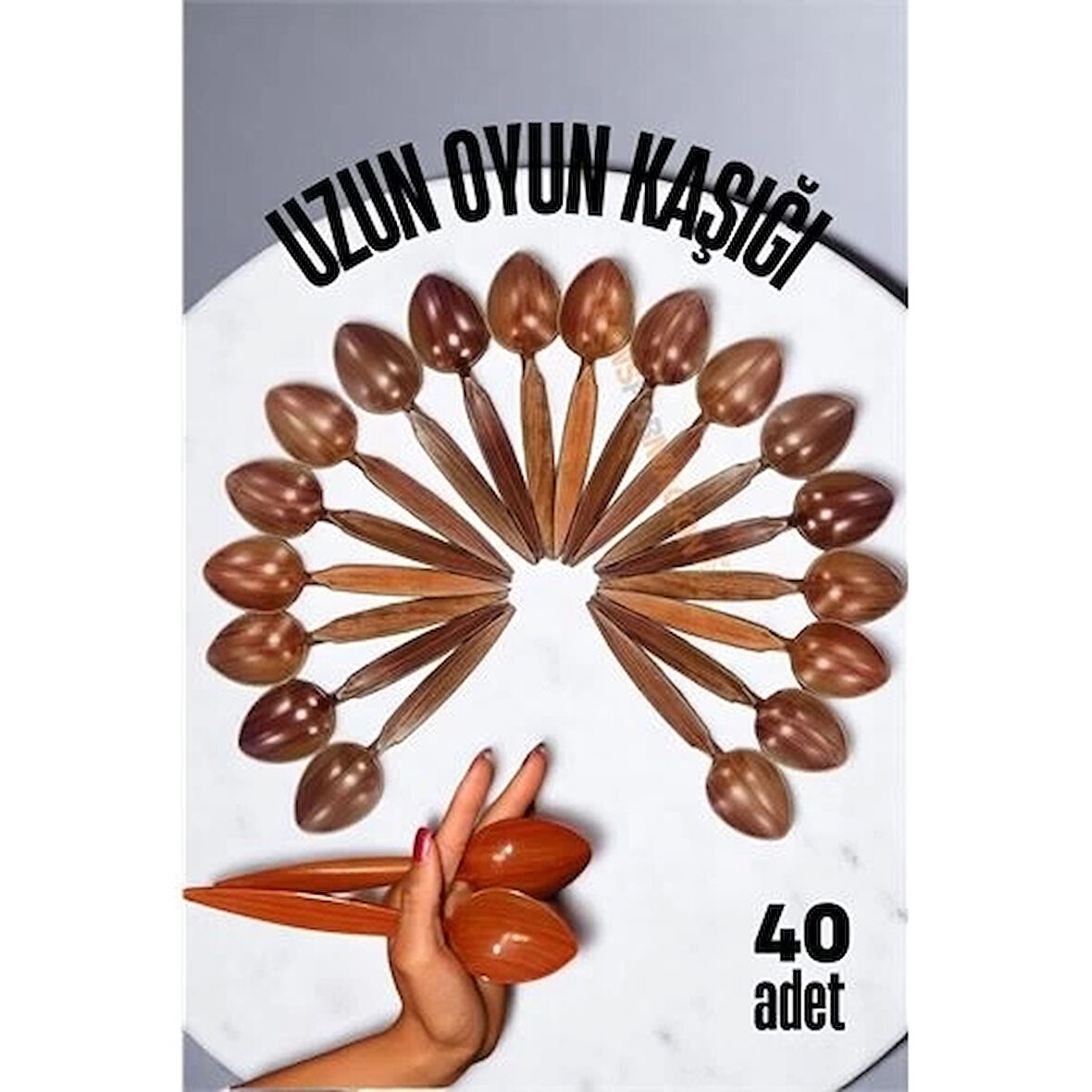 CEYLAN ADAM Uzun Oyun Kaşığı Halk Oyunu Kaşığı - Kına Kaşığı Uzun Saplı Zeybek Oyun Kaşığı 40 ADET