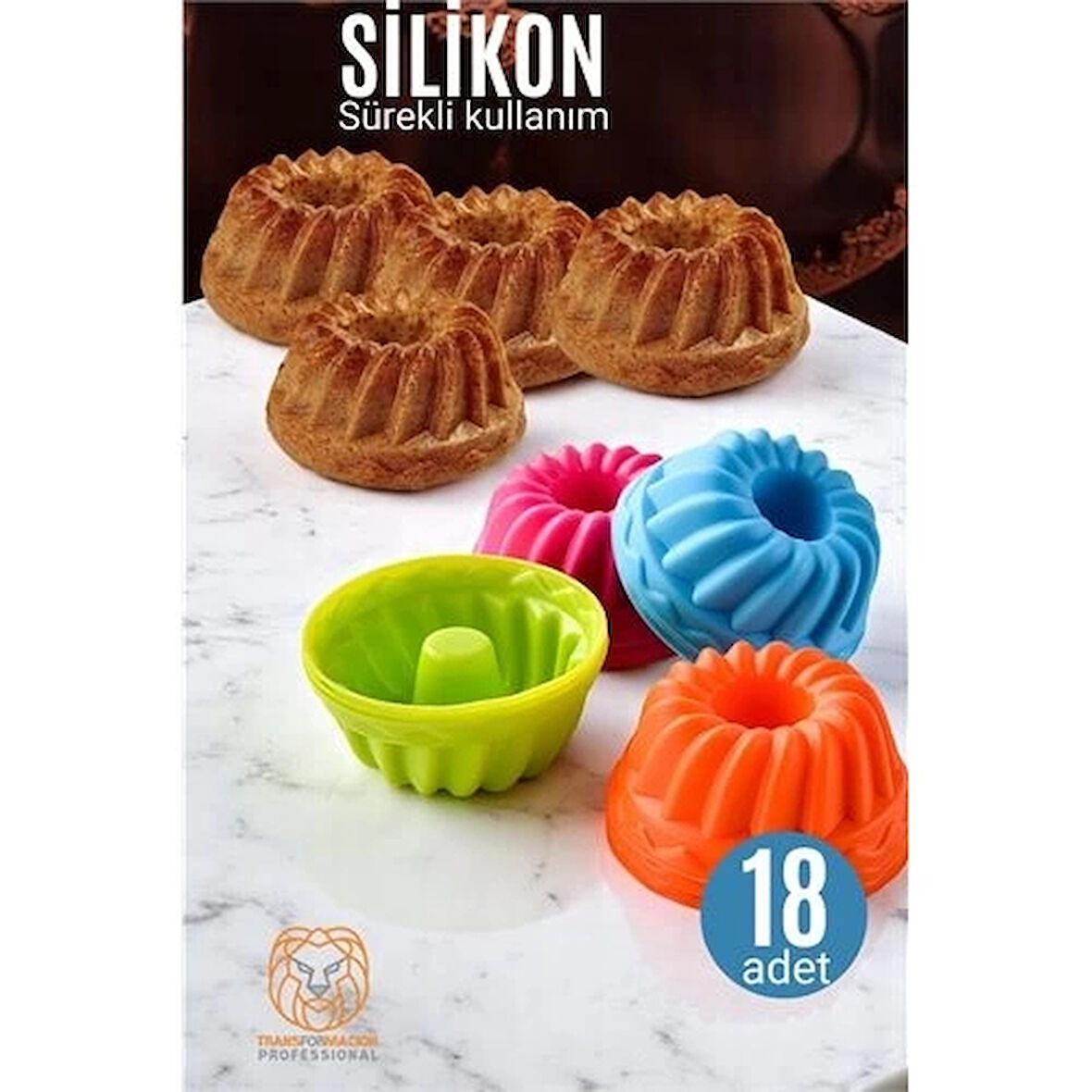 Silikon Göbekli Muffin CupCake Kalıbı - Sürekli Kullanım Muffin Kek Kalıbı 18 ADET