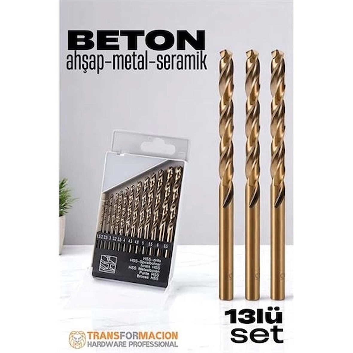 CEYLAN ADAM  Beton Matkap Ucu Seti- Çelik Beton Metal Ahşap Matkap 13 lü SET