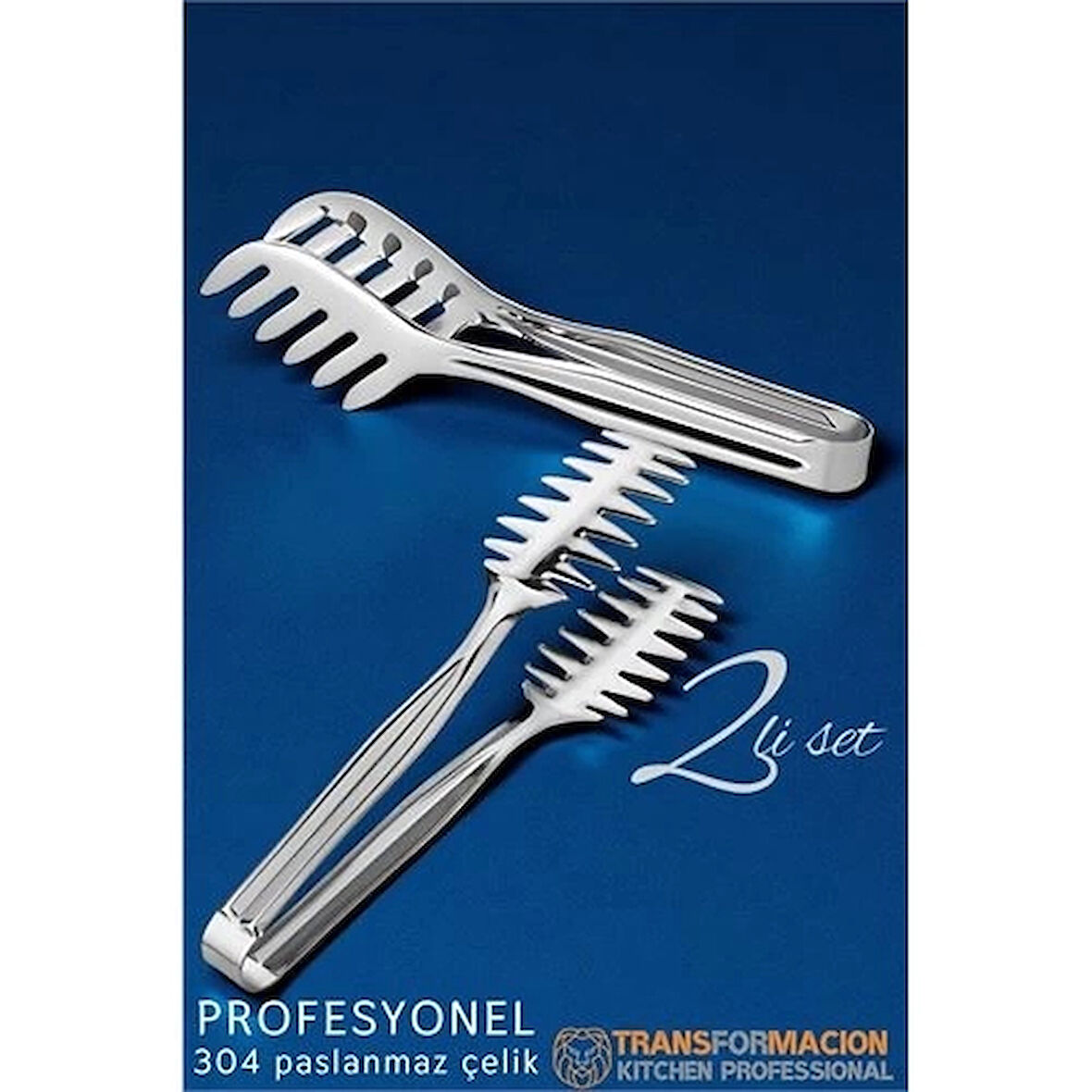 CEYLAN ADAM  Mutfak Maşa Seti - Makarna Pasta Salata Çok Amaçlı Maşa 2 li SET 304 Paslanmaz Çelik