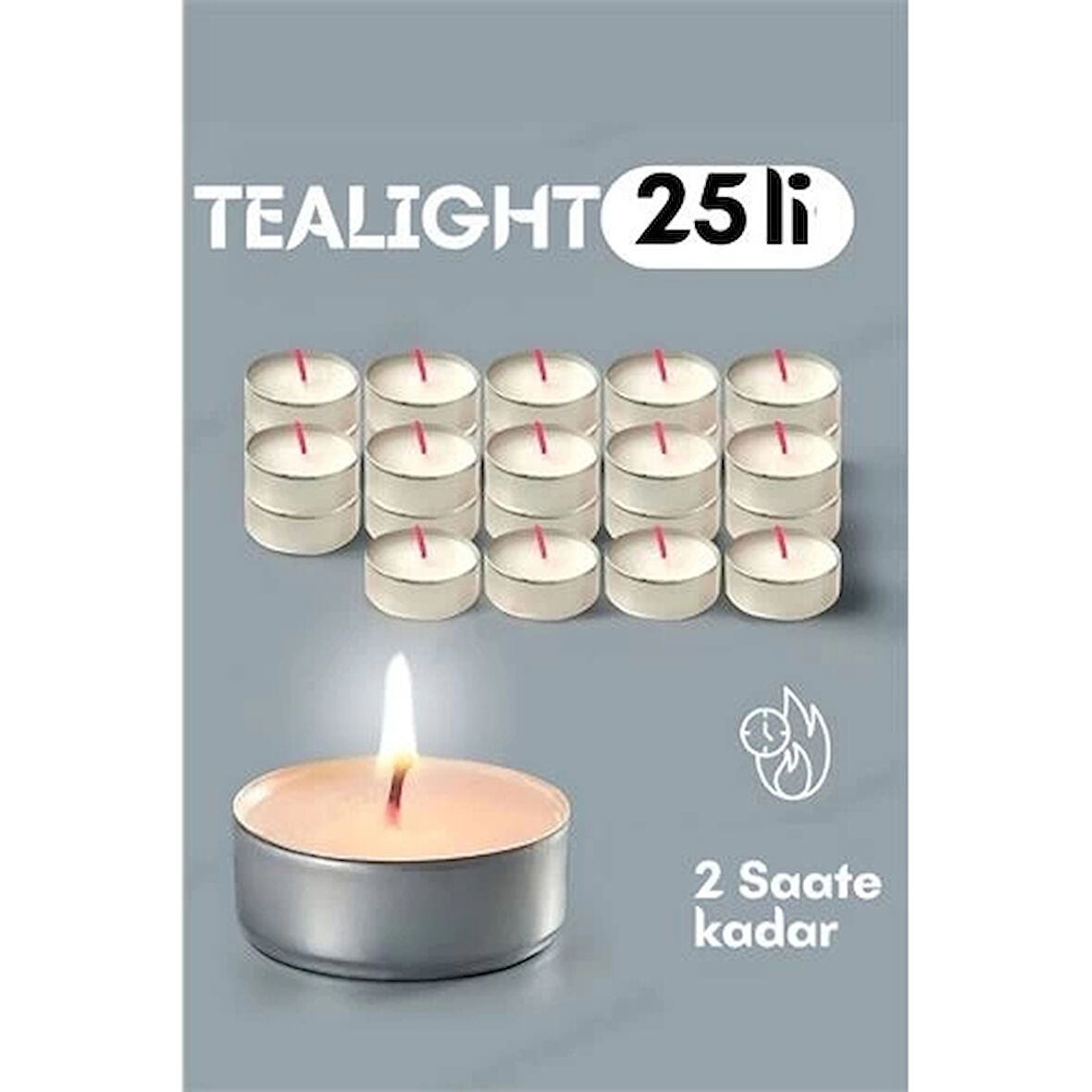 CEYLAN ADAM  Tealight Mum 25 Adet - Kokusuz Dekoratif Mum