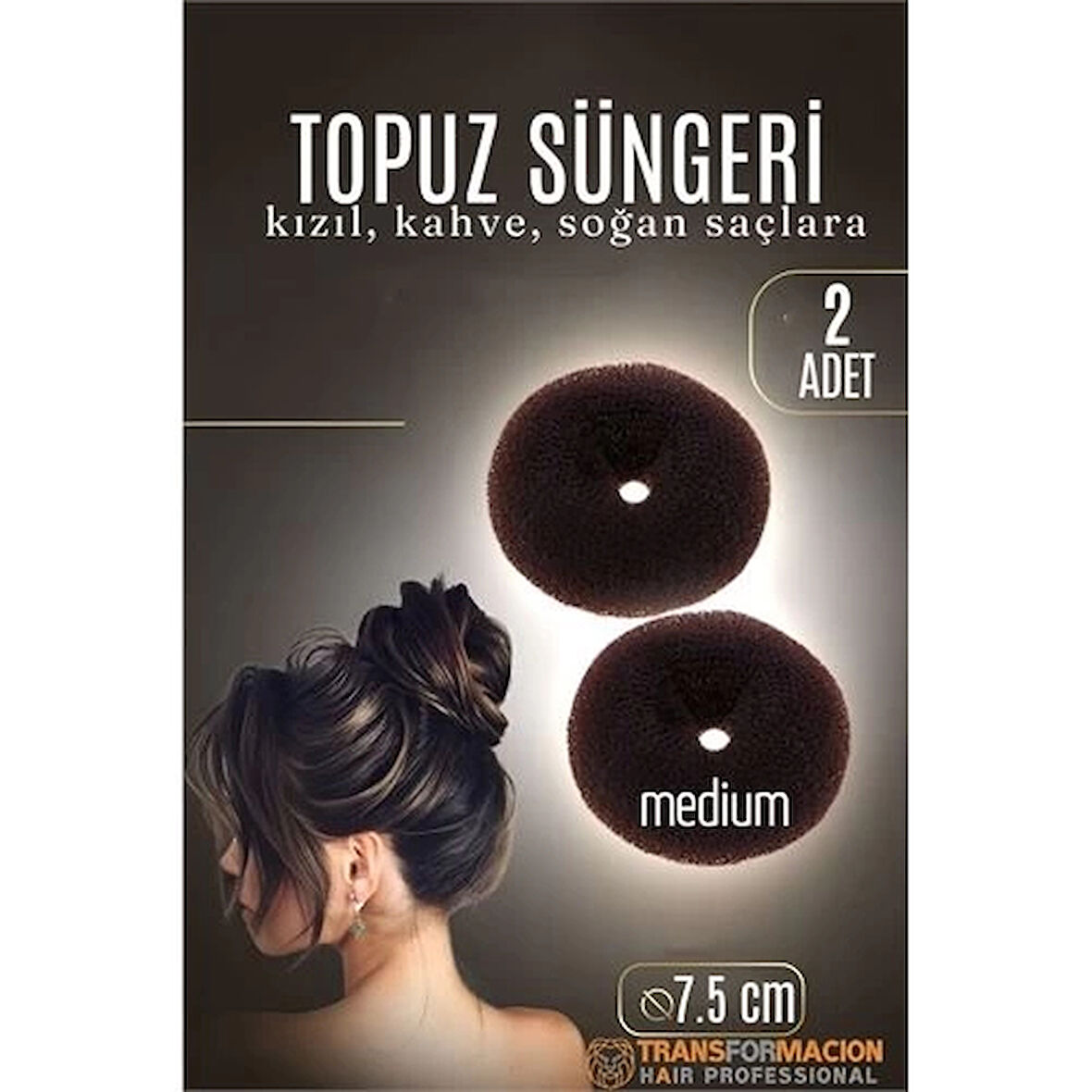 CEYLAN ADAM  KAHVE Mini Saç Topuz Süngeri  2 ADET 7.5 CM Çap 3 cm Kalınlık