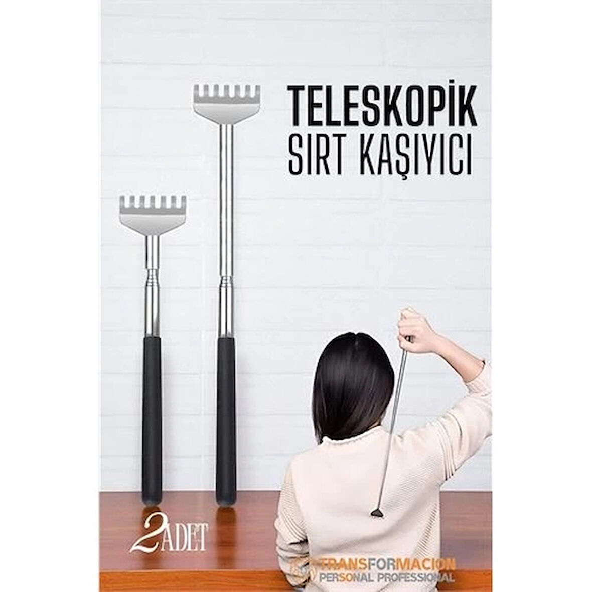 CEYLAN ADAM  Sırt Kaşıyıcı - Telekopik 56 cm Sırt Kaşıma Aparatı Hanımeli 2 li SET