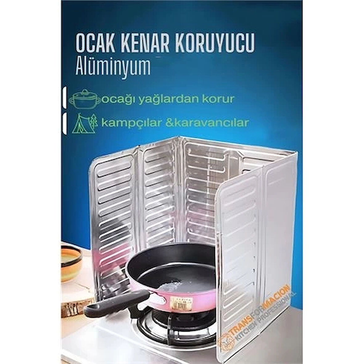 CEYLAN ADAM  Ocak Kenar Koruyucu Alüminyum Levha - Ev Kamp Karavan Ocak Koruyucu