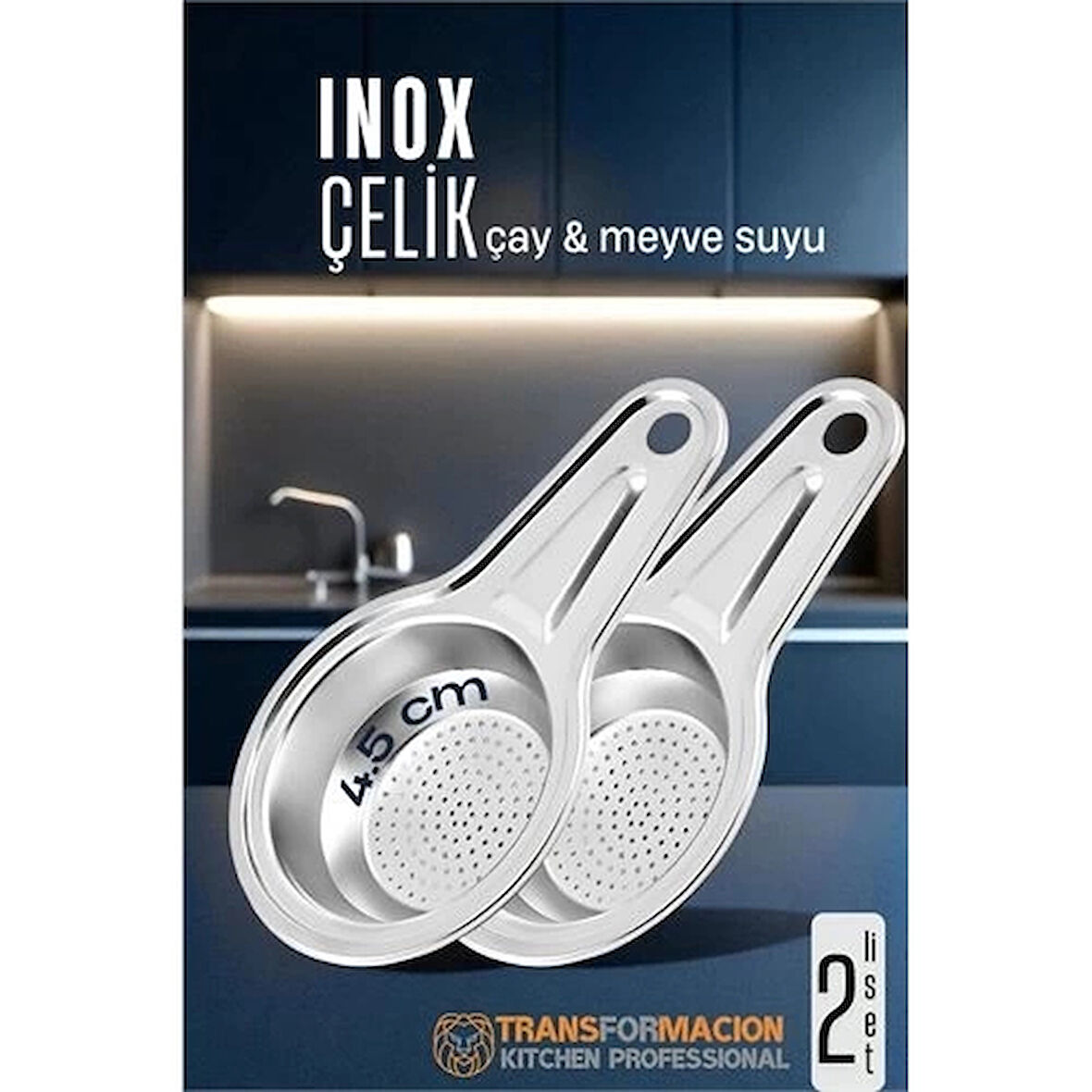 CEYLAN ADAM  Inox Çelik Çay Süzgeci - Meyve Suyu Süzgeci  - Profesyoneller İçin 2 li SET Paslanmaz Çelik